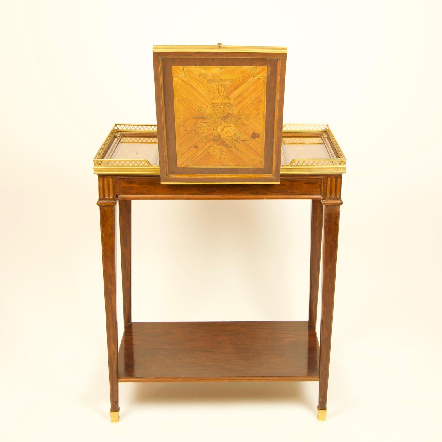 19th Century Louis XVI Style Gilt Bronze Mounted Marquetry Poudreuse or Vanity For Sale 3