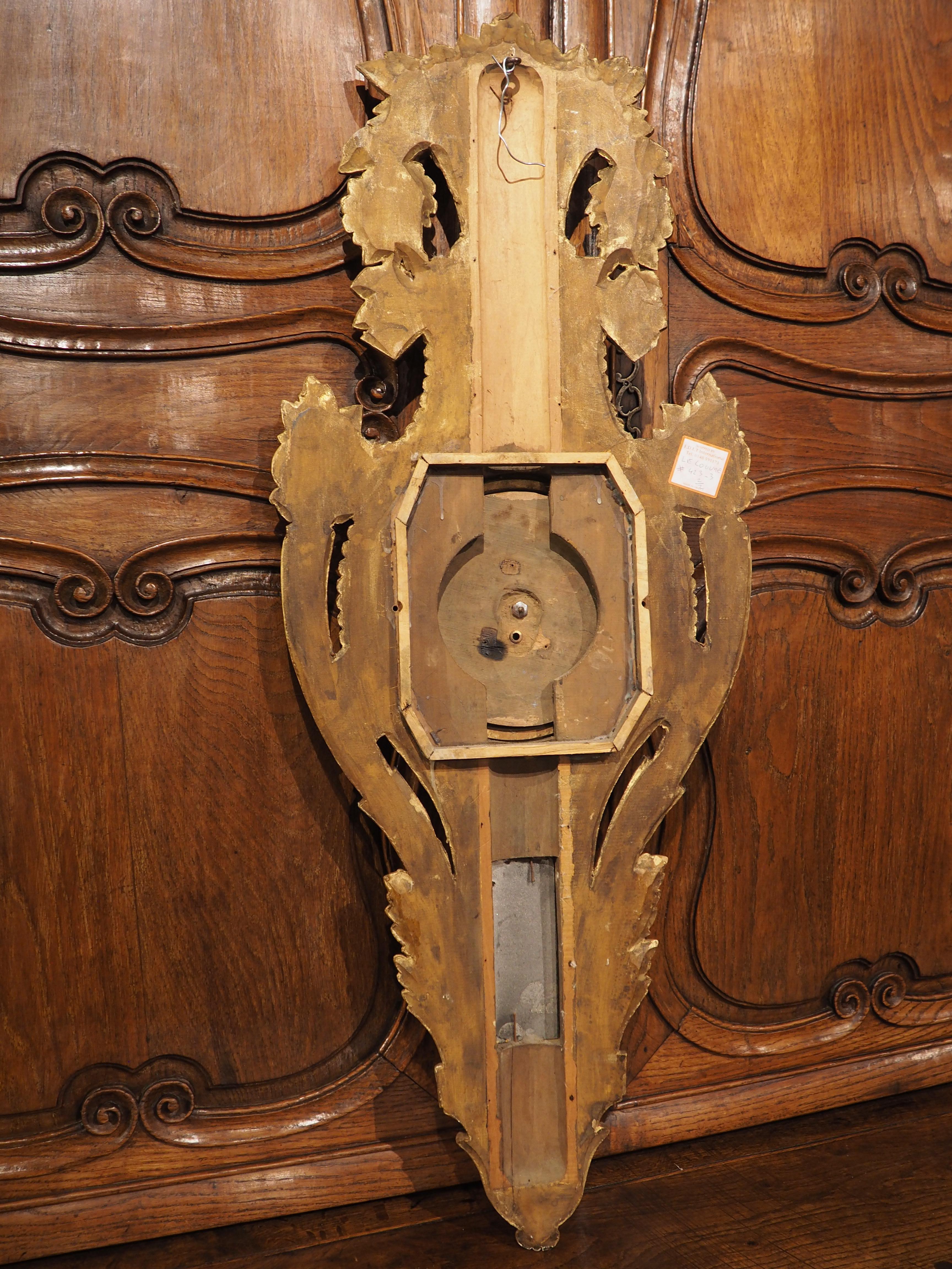 Baromètre et Cartel en bois doré de style Louis XVI du XIXe siècle, vers 1875 en vente 10