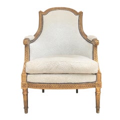 19th Century Louis XVI Style Giltwood Bergere