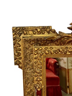 19th Century Louis XVI Style Giltwood Wall Mirror, Ornate Design