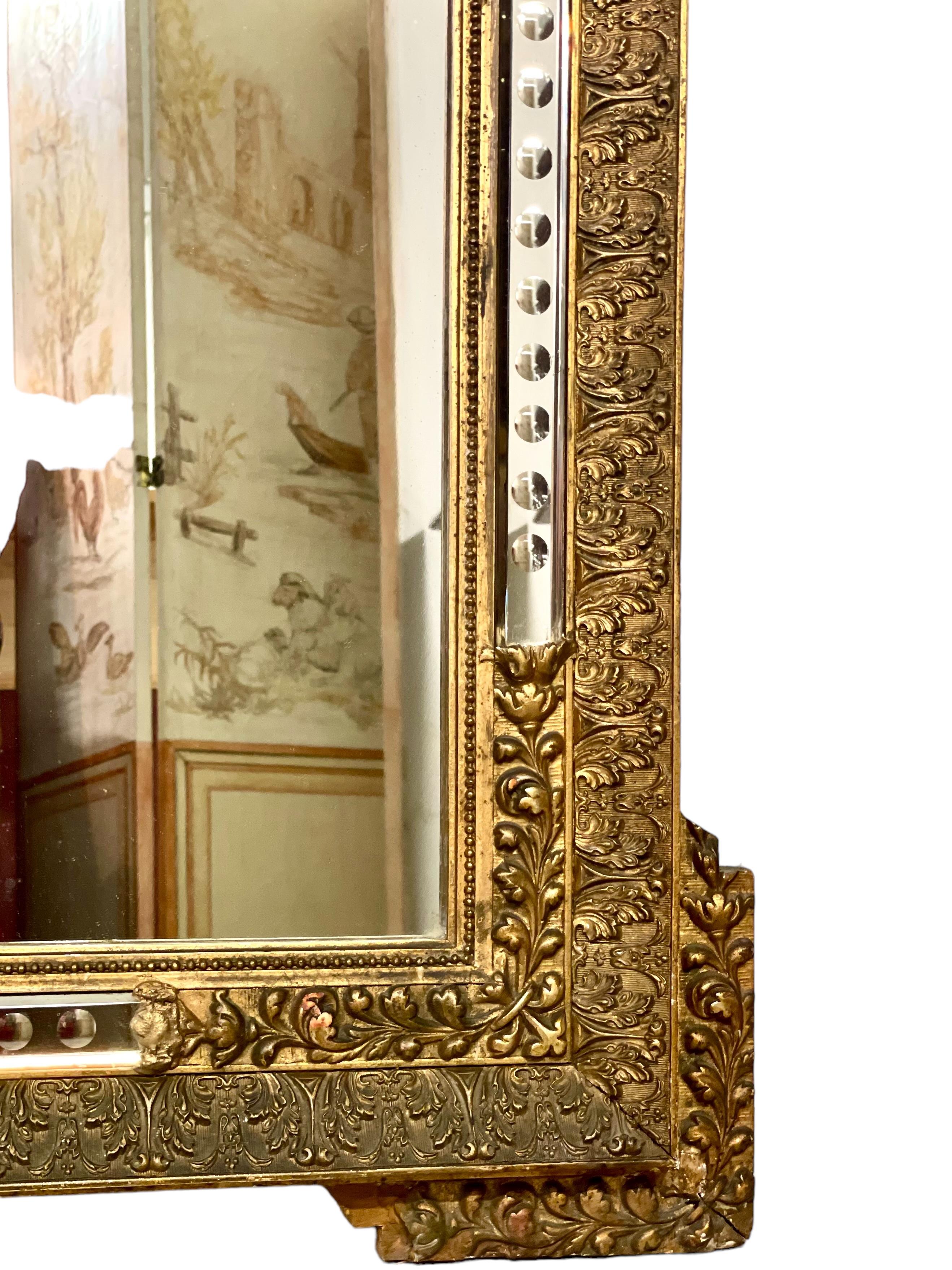 Specchio in legno dorato con console del XIX secolo in vendita 1