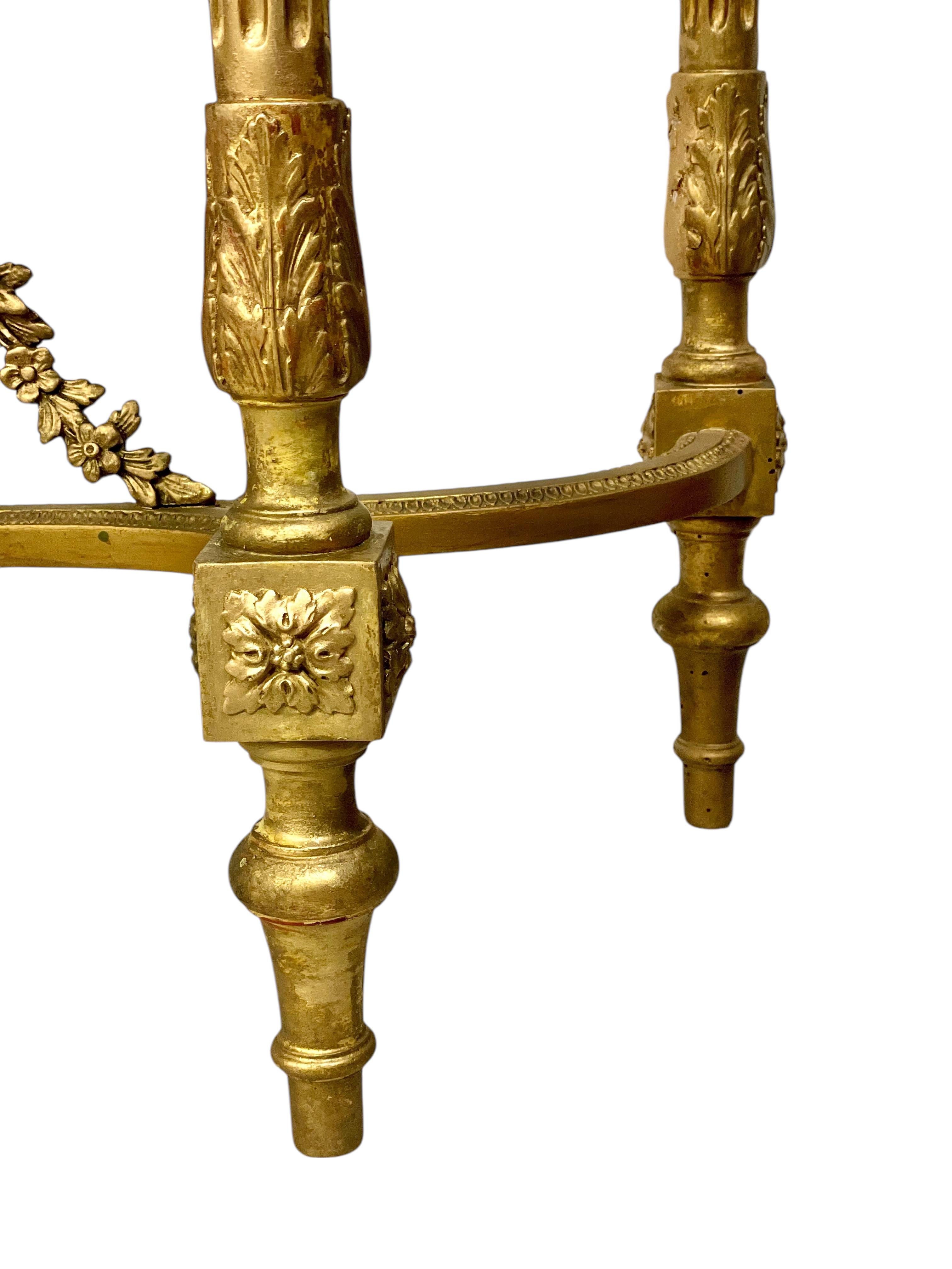 19th Century Louis XVI Style Giltwood and Marble Top Console For Sale 5