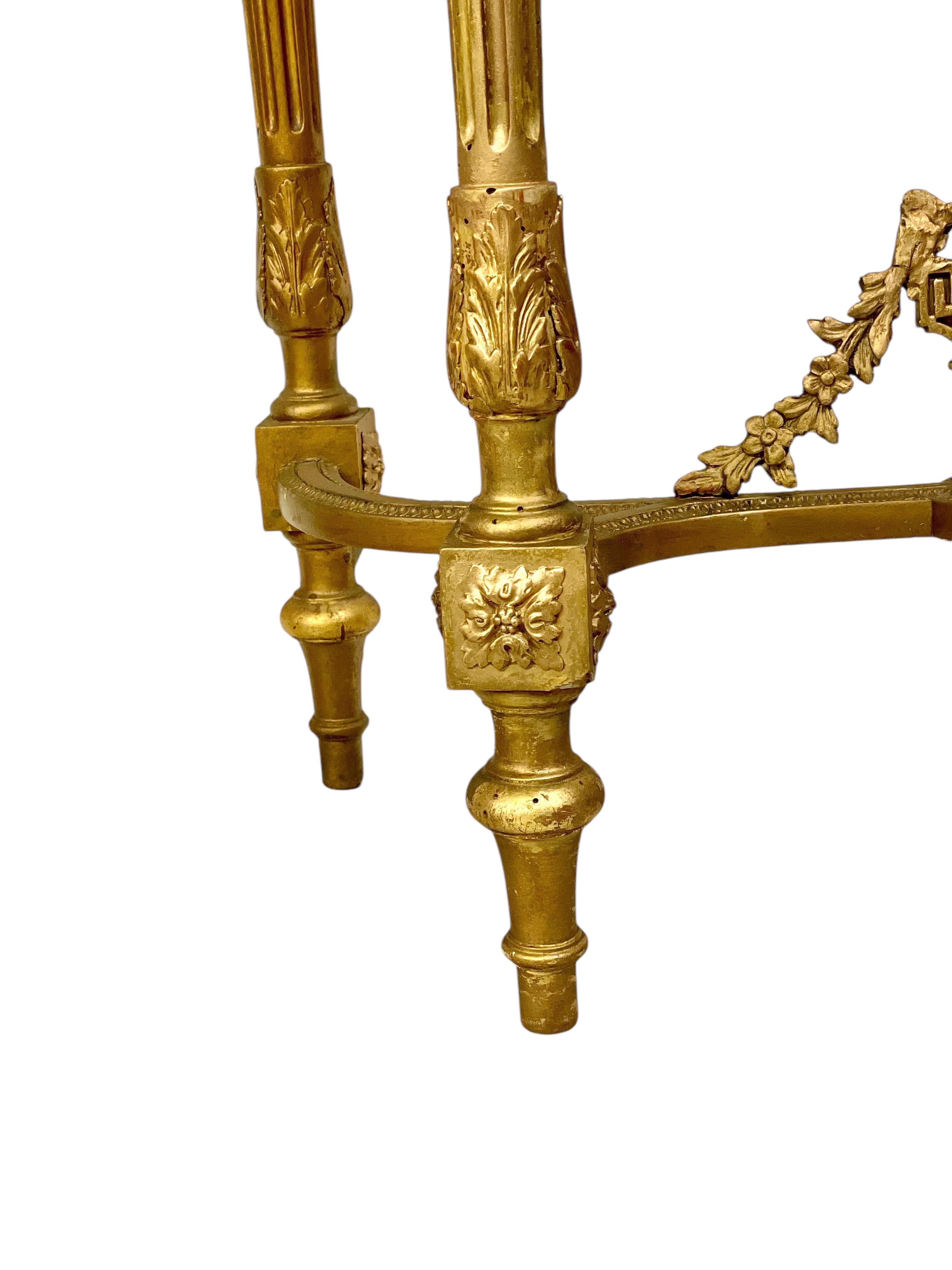 19th Century Louis XVI Style Giltwood and Marble Top Console For Sale 6