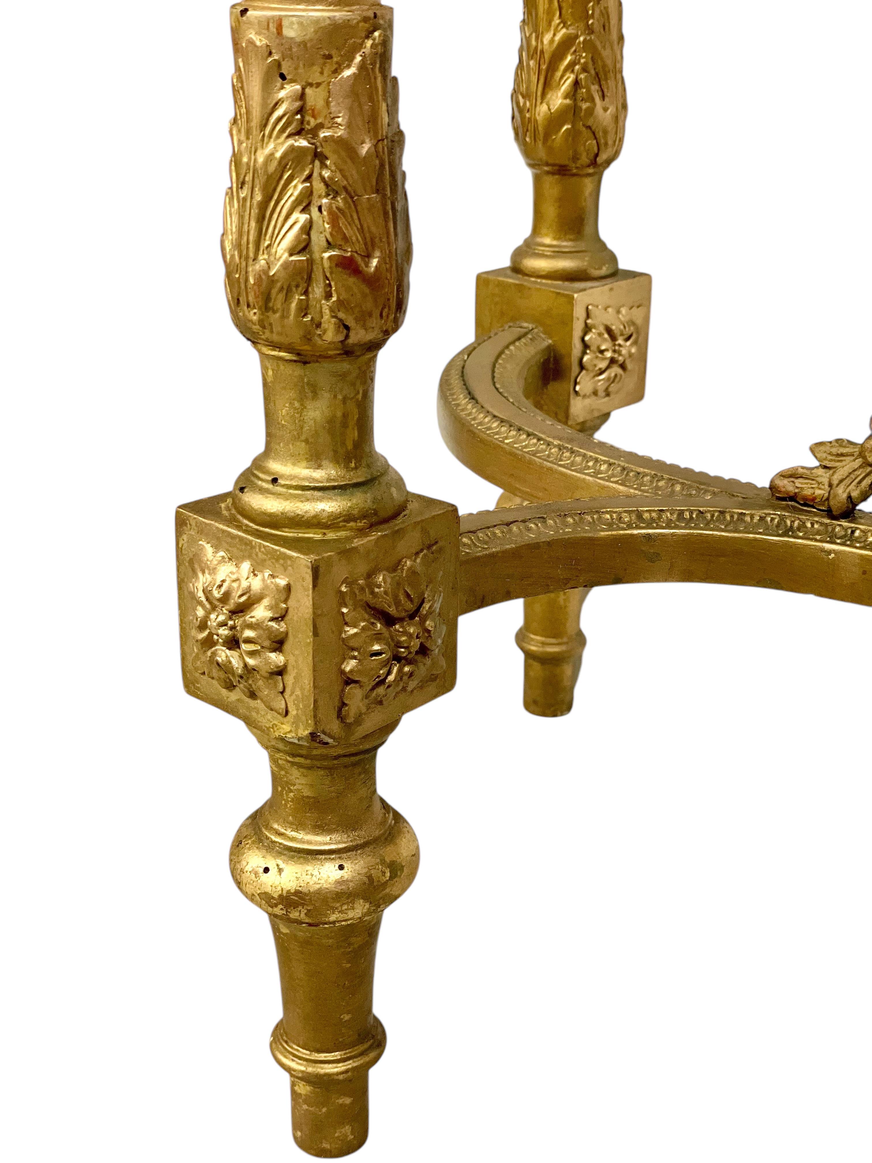 19th Century Louis XVI Style Giltwood and Marble Top Console For Sale 14