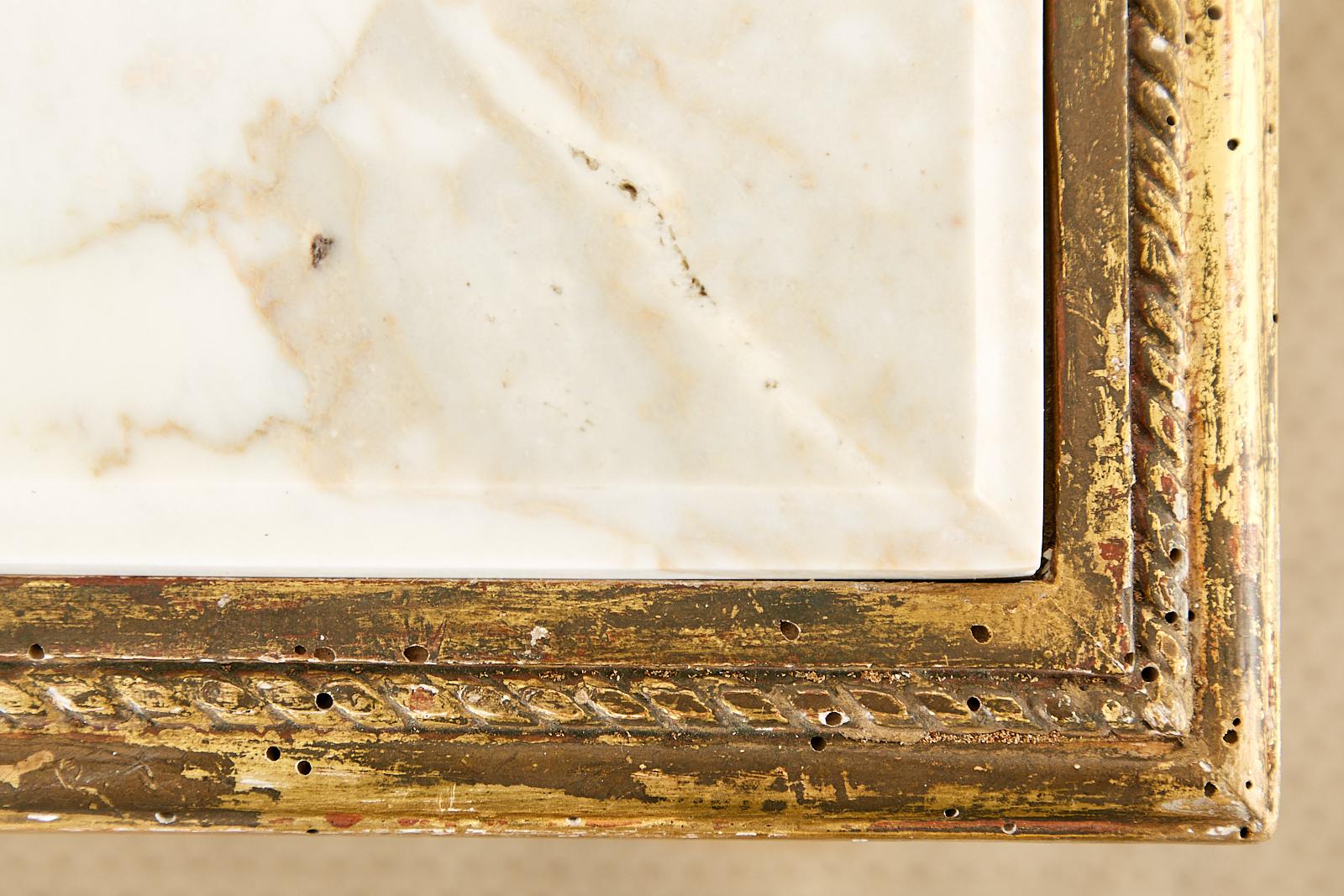19. Jahrhundert Louis XVI Stil Giltwood Marmorplatte Bibliothek Tisch im Angebot 12