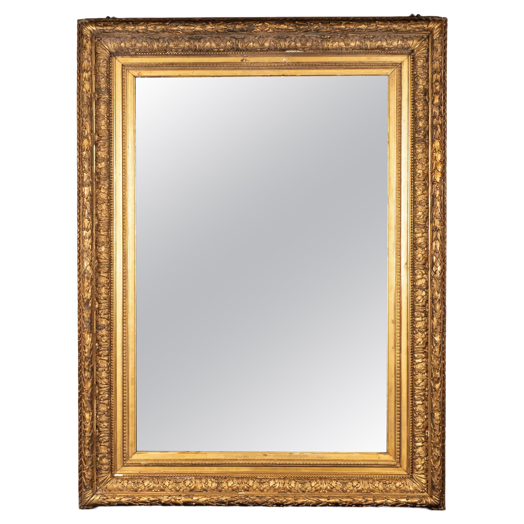 Miroir du XIXe siècle de style Louis XVI en bois doré, 81,5" de hauteur en vente