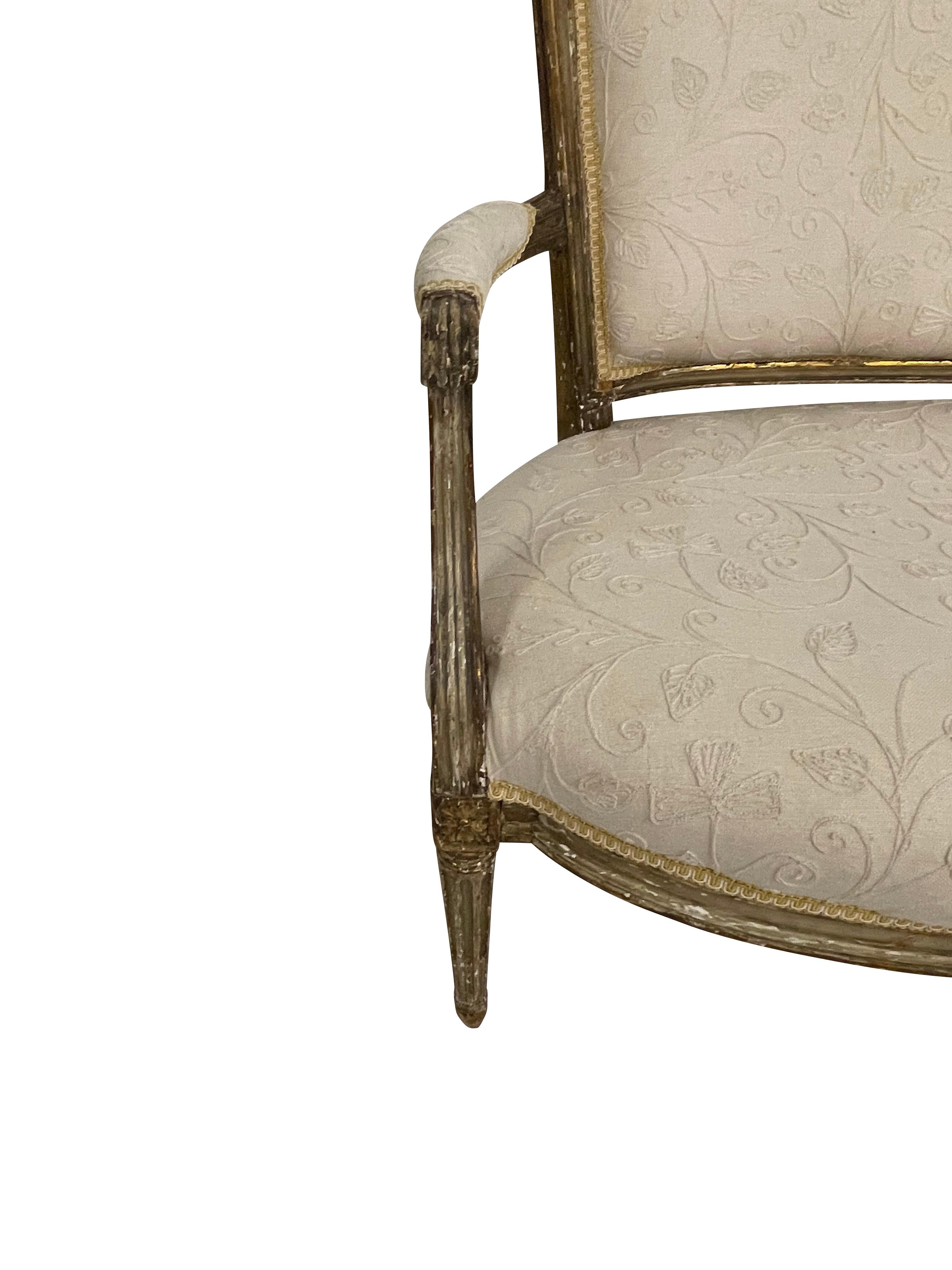 19th Century Louis XVI Style Giltwood Settee  For Sale 7