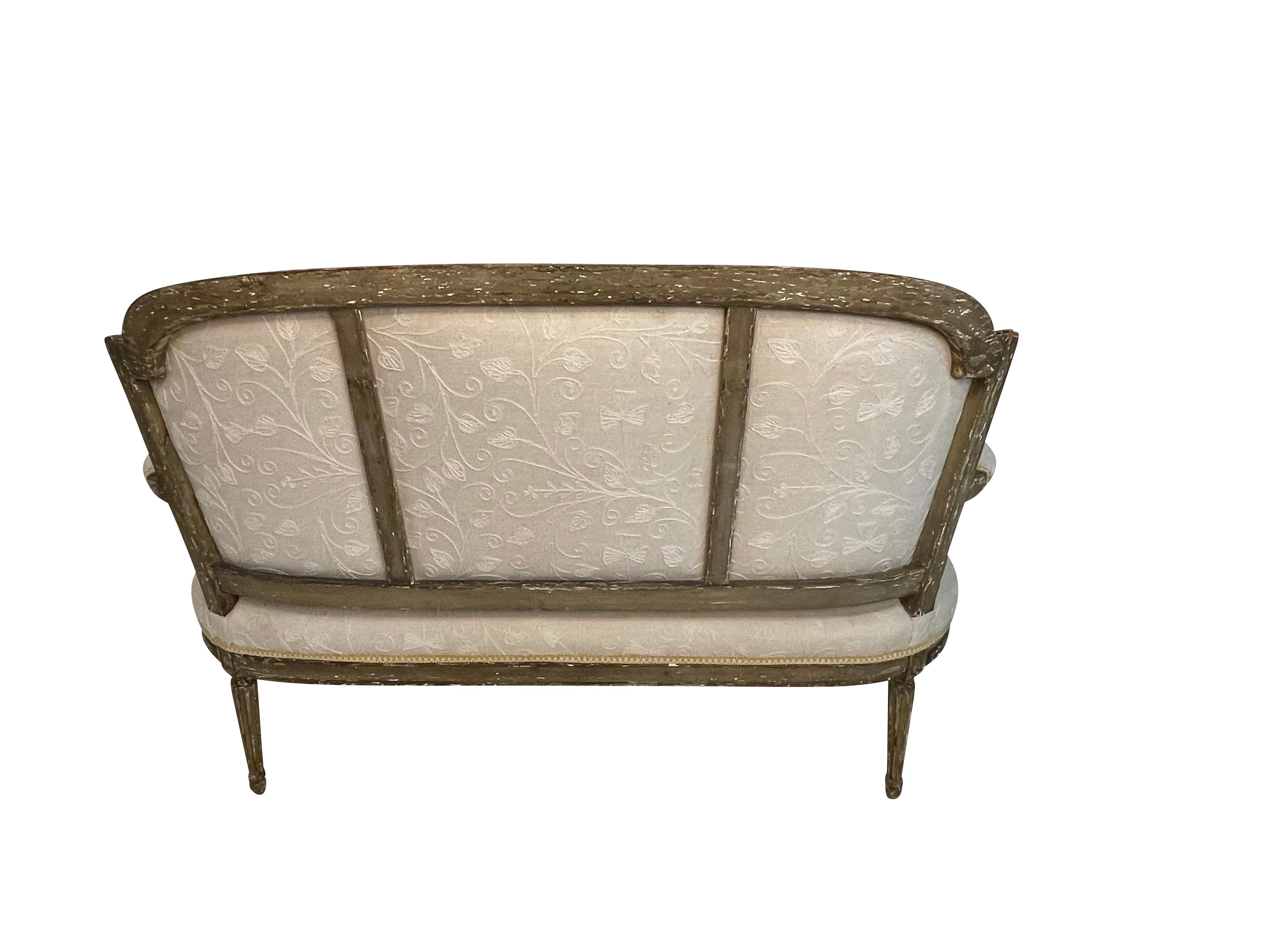 Hand-Crafted 19th Century Louis XVI Style Giltwood Settee  For Sale