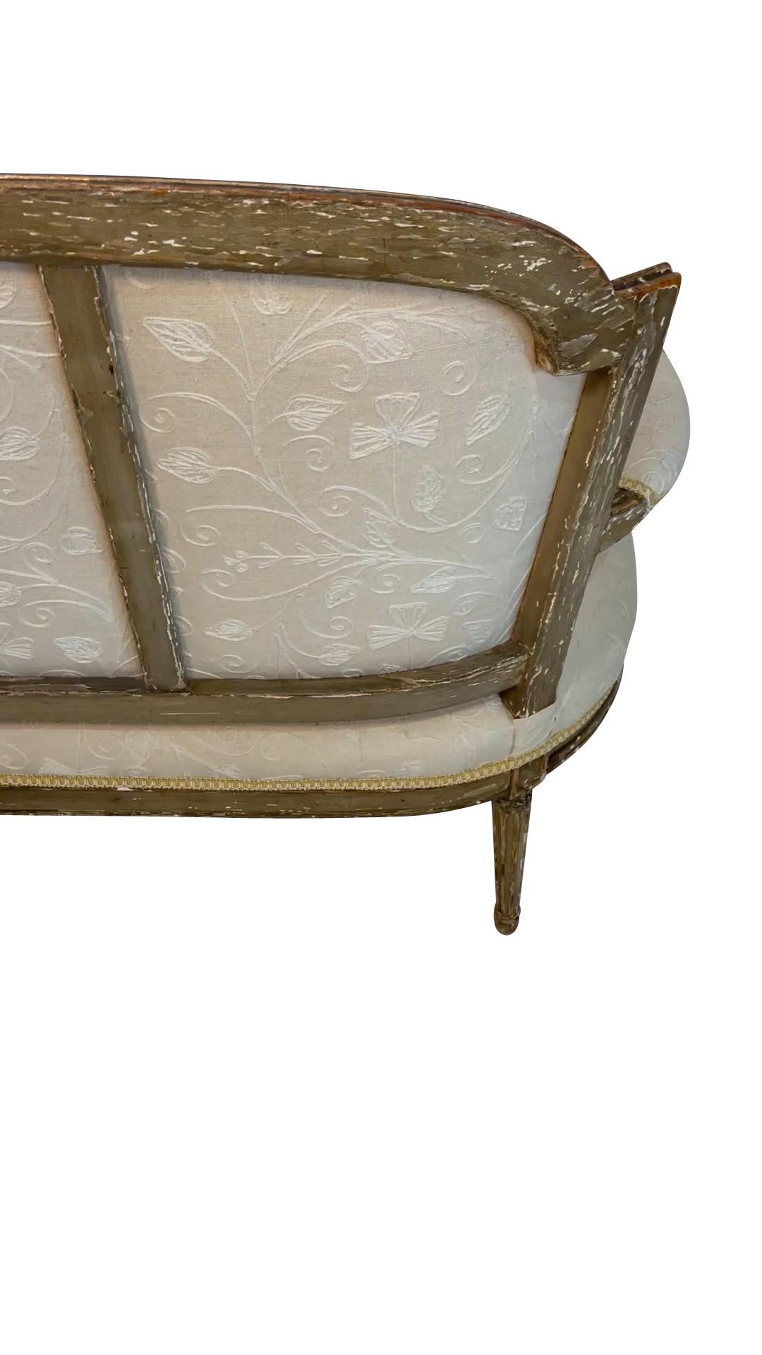 19th Century Louis XVI Style Giltwood Settee  In Good Condition For Sale In Essex, MA