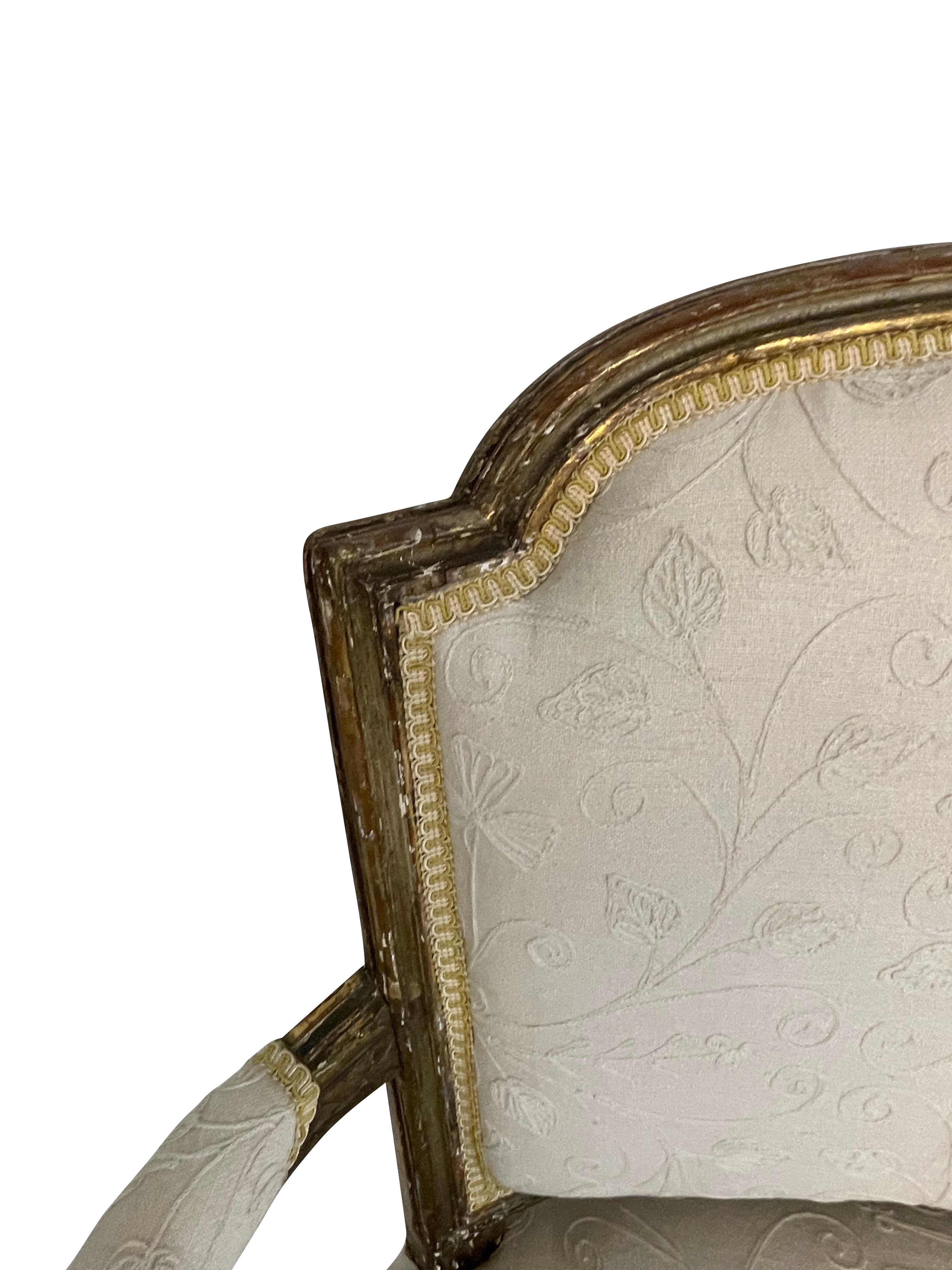 Settee de style Louis XVI du 19ème siècle en bois doré  en vente 3