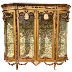Vetrina in legno dorato e Wood Wood del XIX secolo, stile Luigi XVI