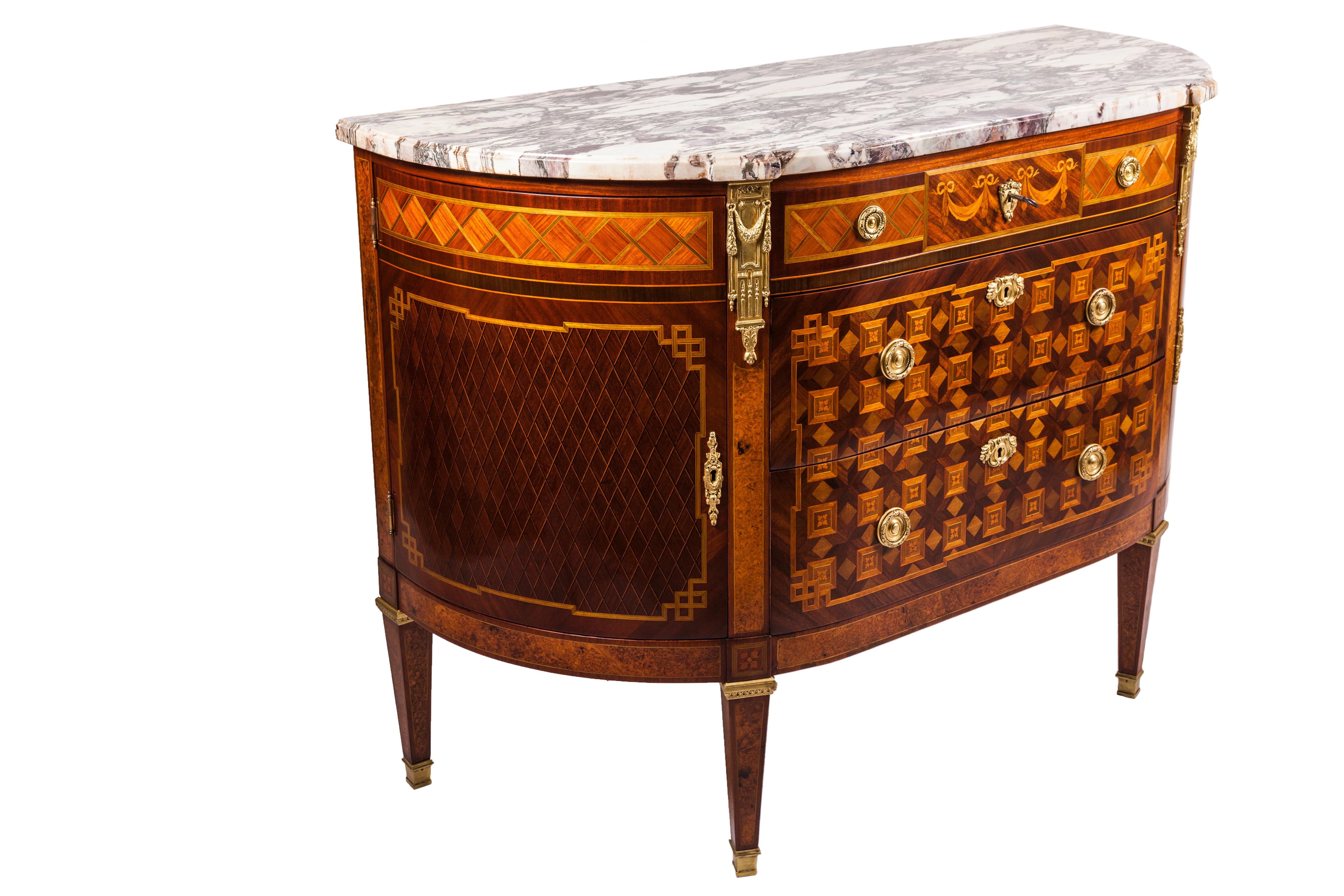 19th Century Louis XVI Style Inlaid French Dresser In Good Condition In Tricase, Italia