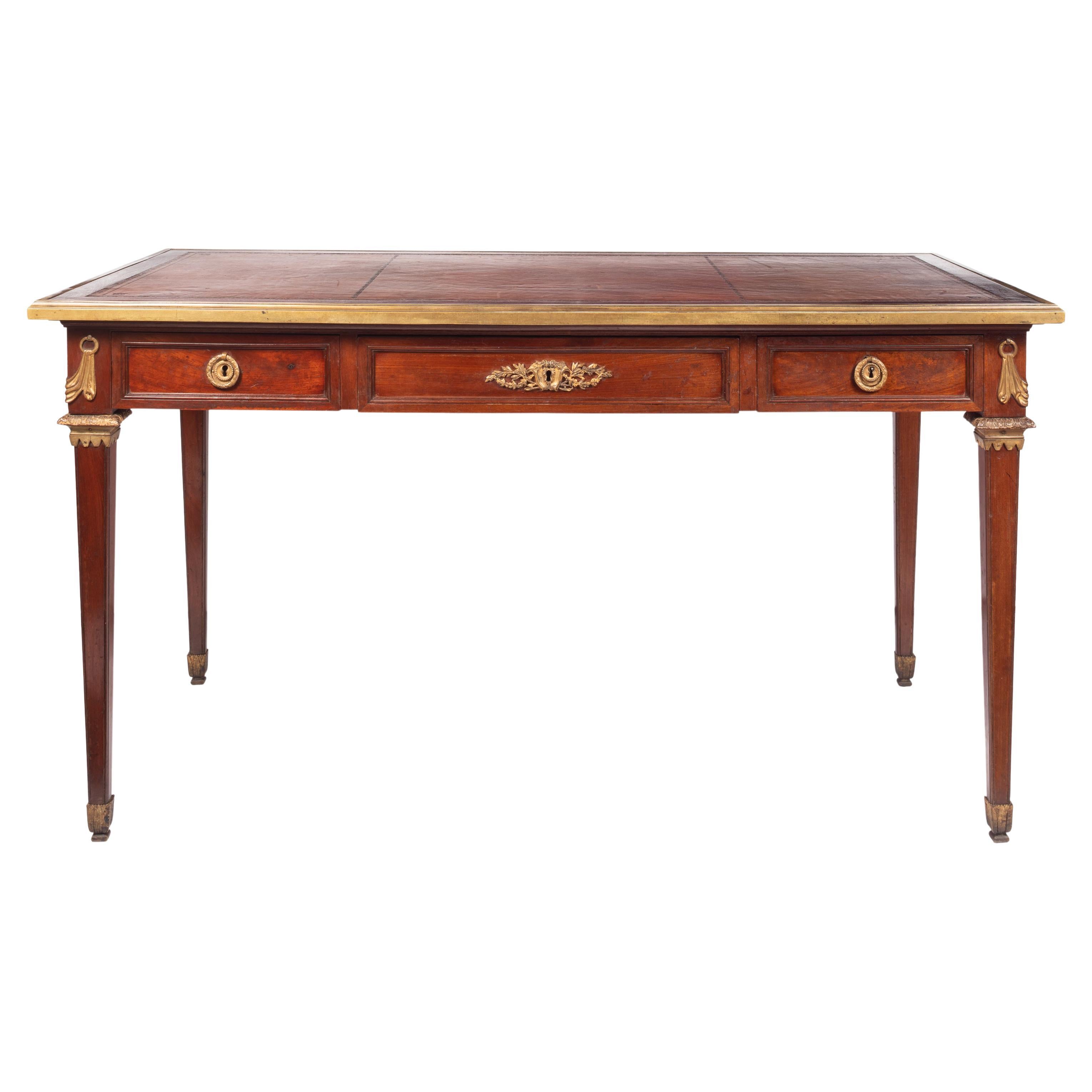 19th Century Louis XVI Style Leather Top Writing Table / Bureau Plat