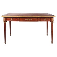 19th Century Louis XVI Style Leather Top Writing Table / Bureau Plat
