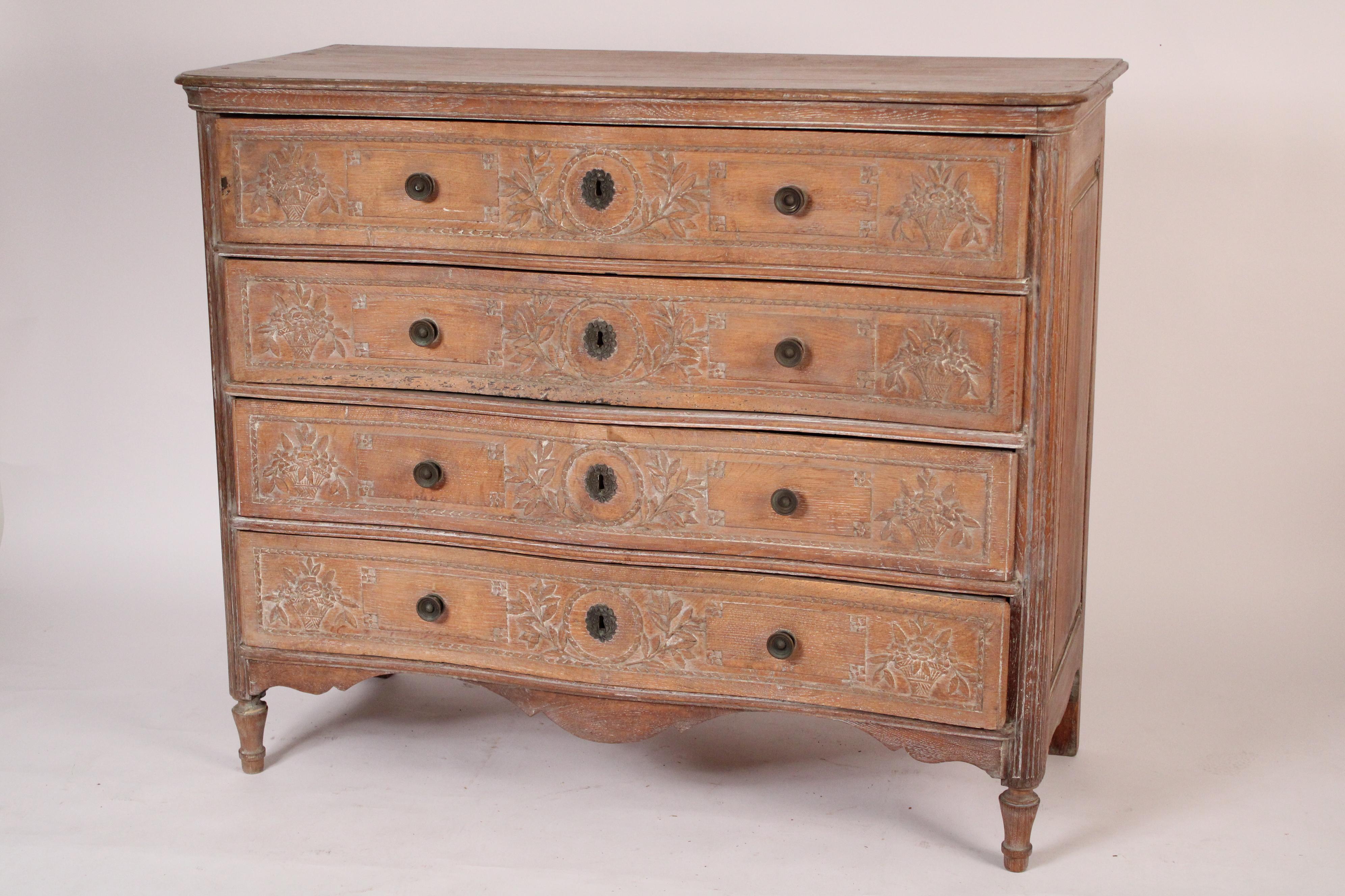 European 19th Century Louis XVI Style Limed Oak Chest of Drawers For Sale