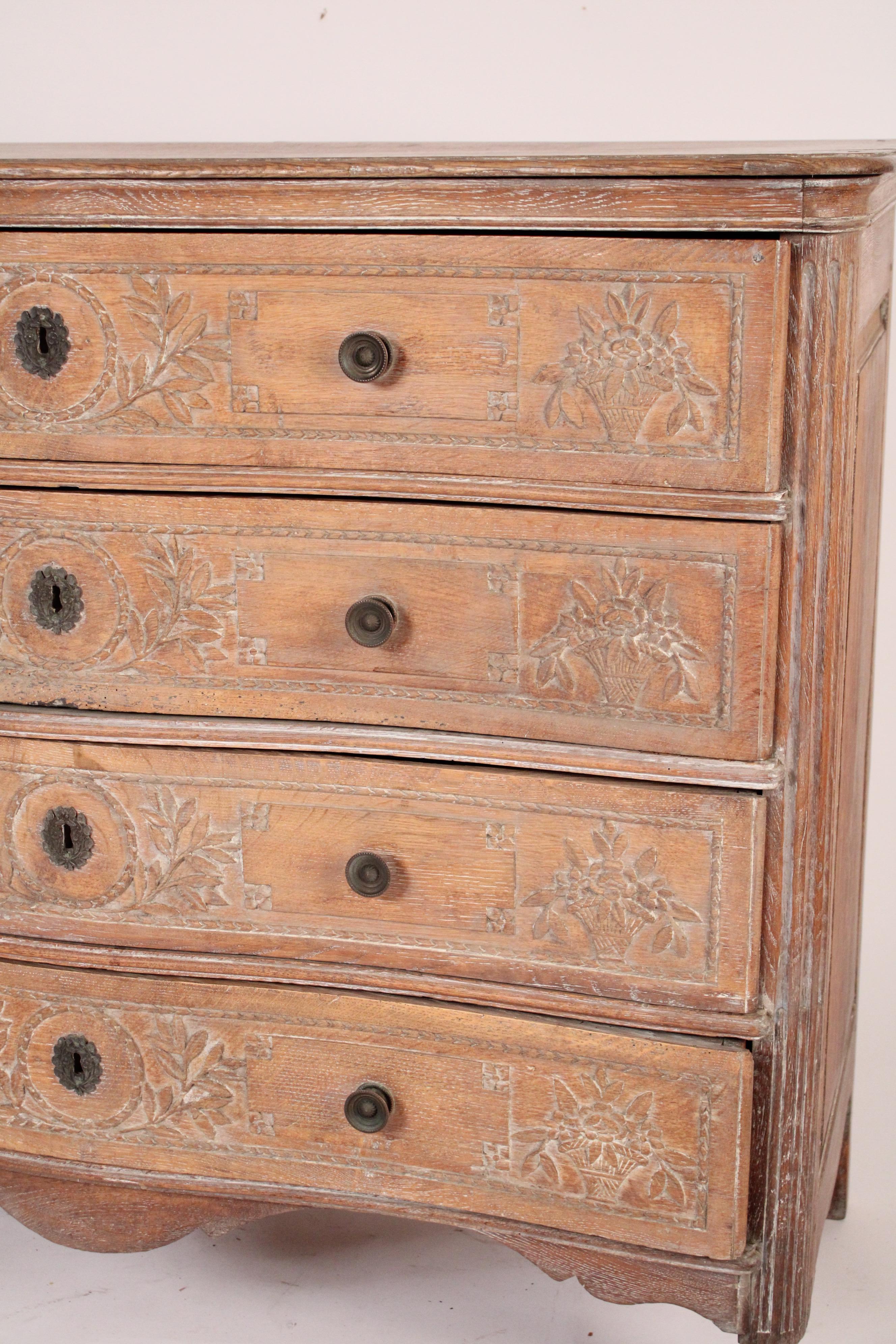 19th Century Louis XVI Style Limed Oak Chest of Drawers For Sale 1