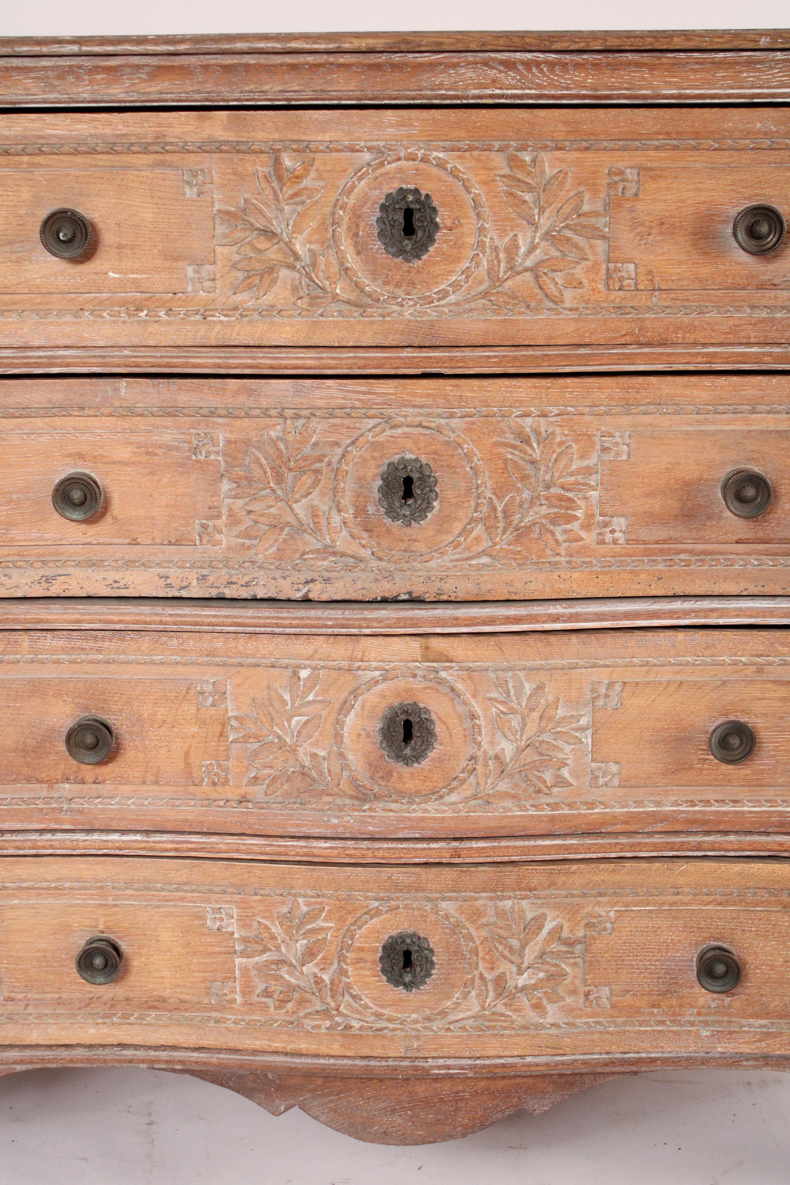 19th Century Louis XVI Style Limed Oak Chest of Drawers For Sale 2