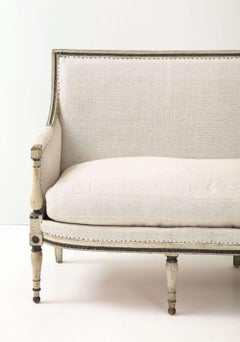 19th-Century Louis XVI Style Linen Settee