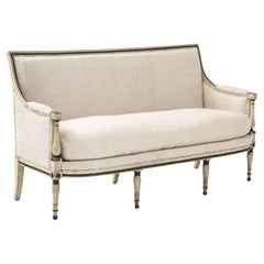 19th-Century Louis XVI Style Linen Settee