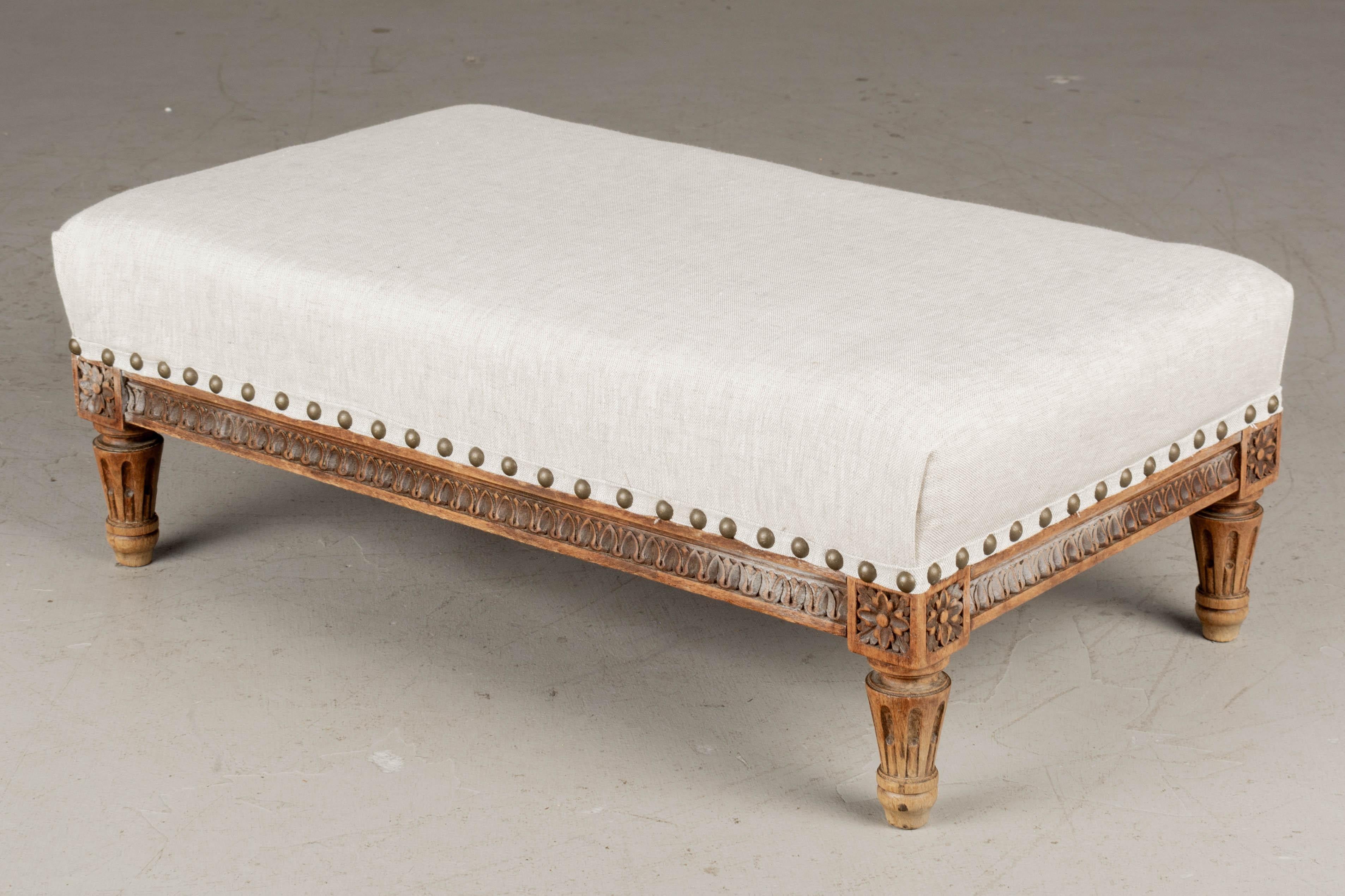 19th Century Louis XVI Style Low Footstool In Good Condition In Winter Park, FL