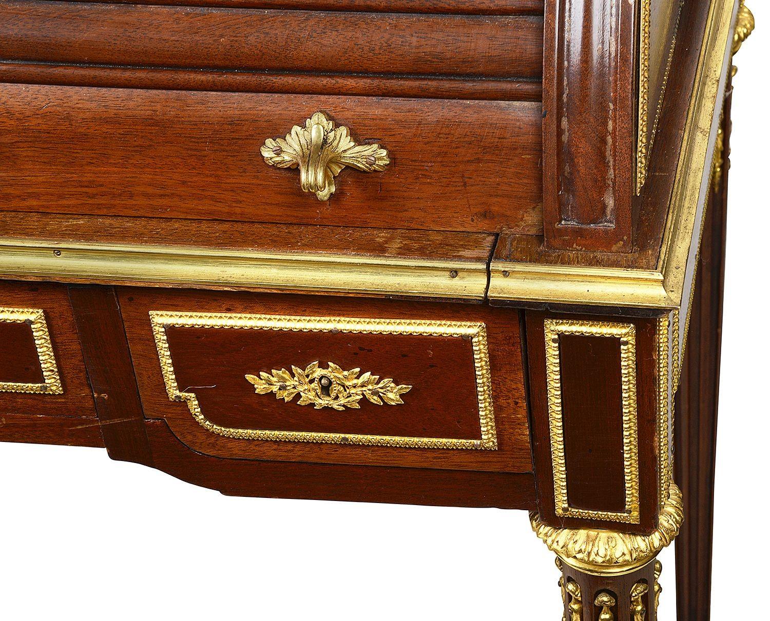 19th Century Louis XVI Style Mahogany Bureau, After Francoise Linke For Sale 3