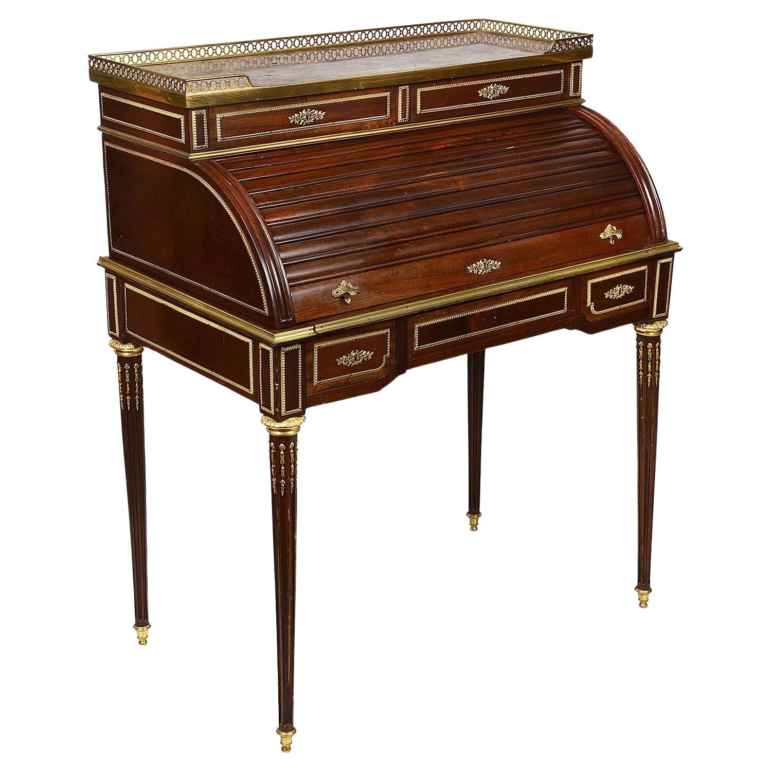 19th Century Louis XVI Style Mahogany Bureau, After Francoise Linke For Sale