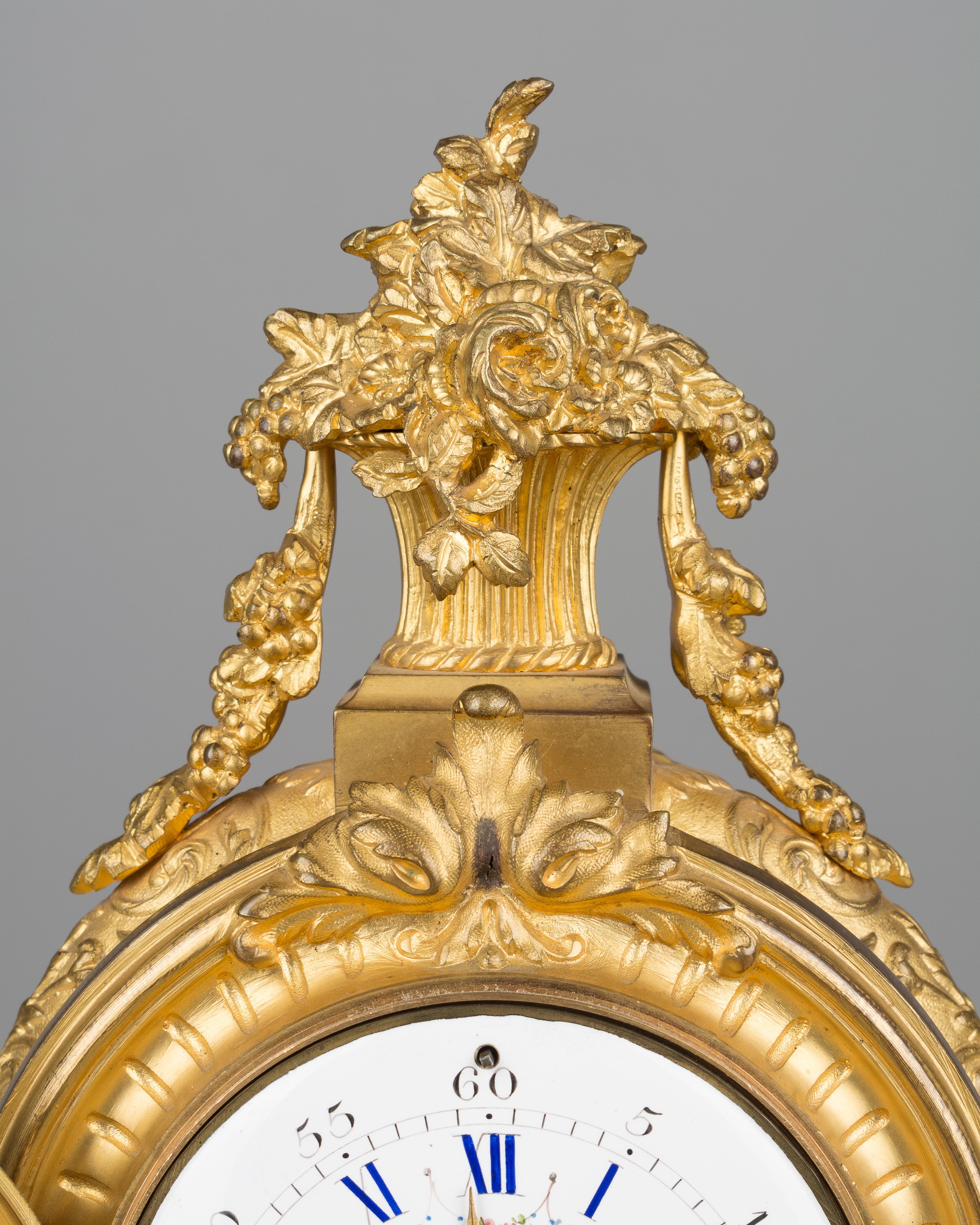 19th Century Louis XVI Style Mantle Clock and Candelabras 4