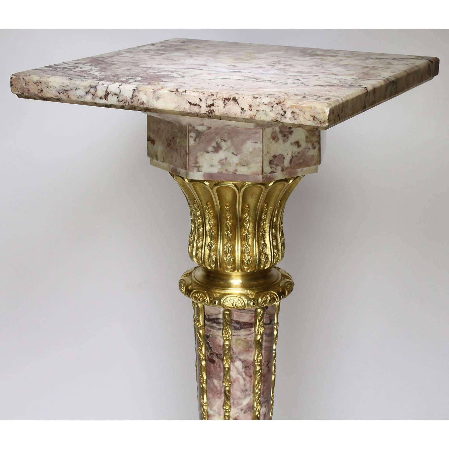 French 19th Century Louis XVI Style Marble and Gilt-Bronze Mounted Pedestal Stand