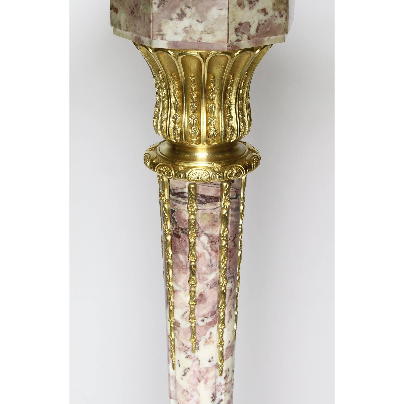 19th Century Louis XVI Style Marble and Gilt-Bronze Mounted Pedestal Stand In Excellent Condition In Los Angeles, CA
