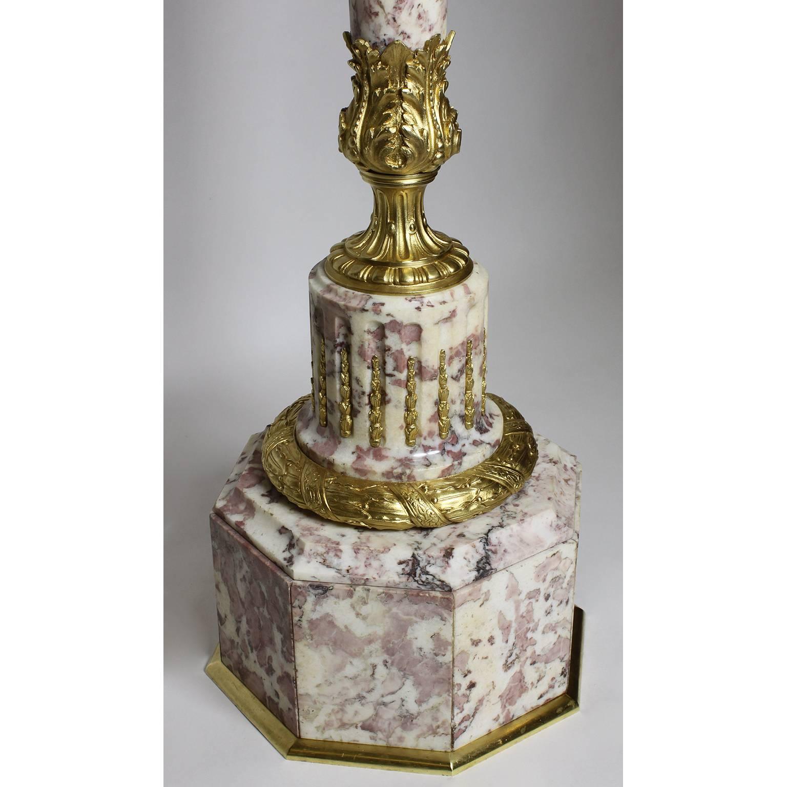 Ormolu 19th Century Louis XVI Style Marble and Gilt-Bronze Mounted Pedestal Stand