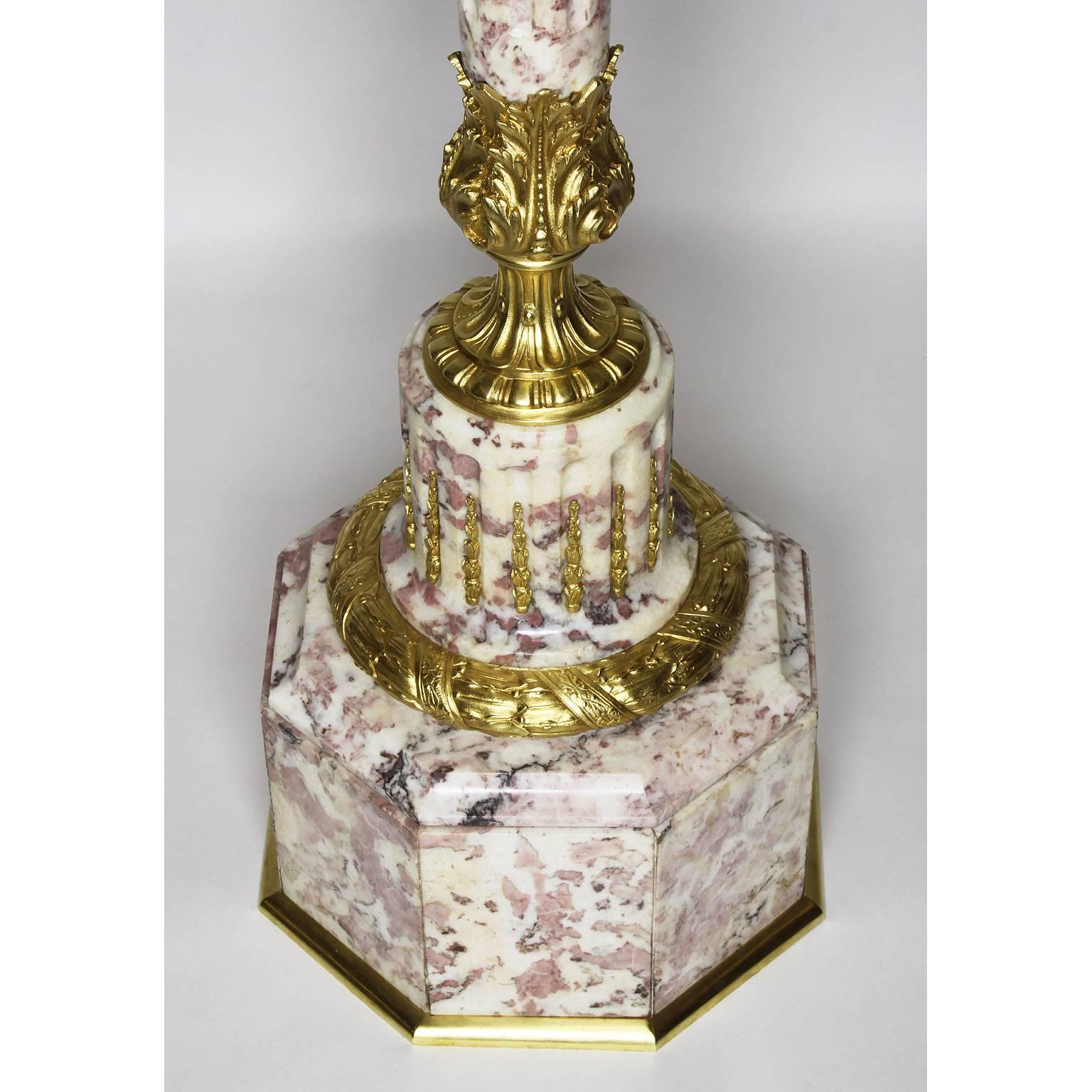 19th Century Louis XVI Style Marble and Gilt-Bronze Mounted Pedestal Stand 1