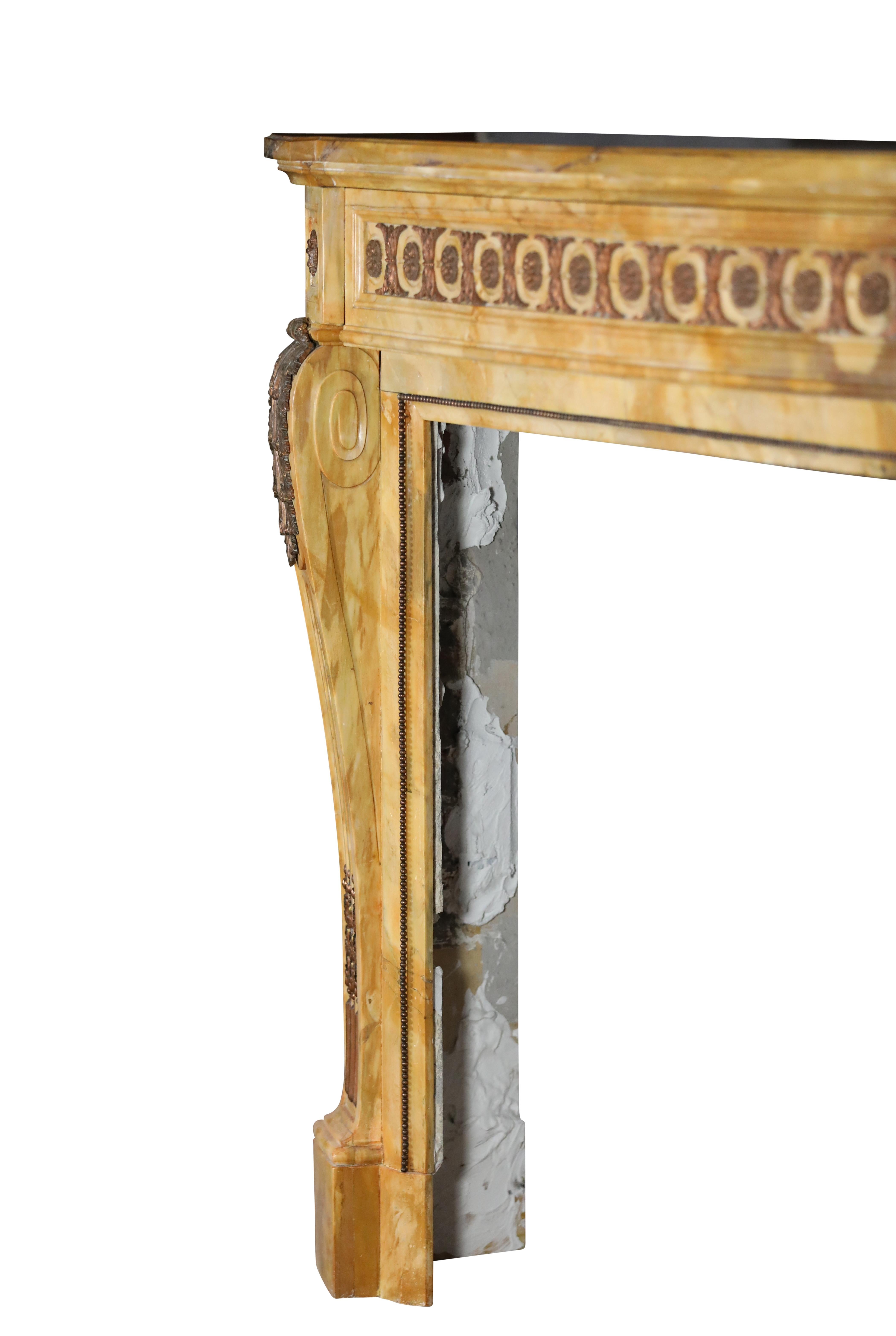 Camino in marmo in stile Luigi XVI del XIX secolo con ottone dal Grand Salon in vendita 8