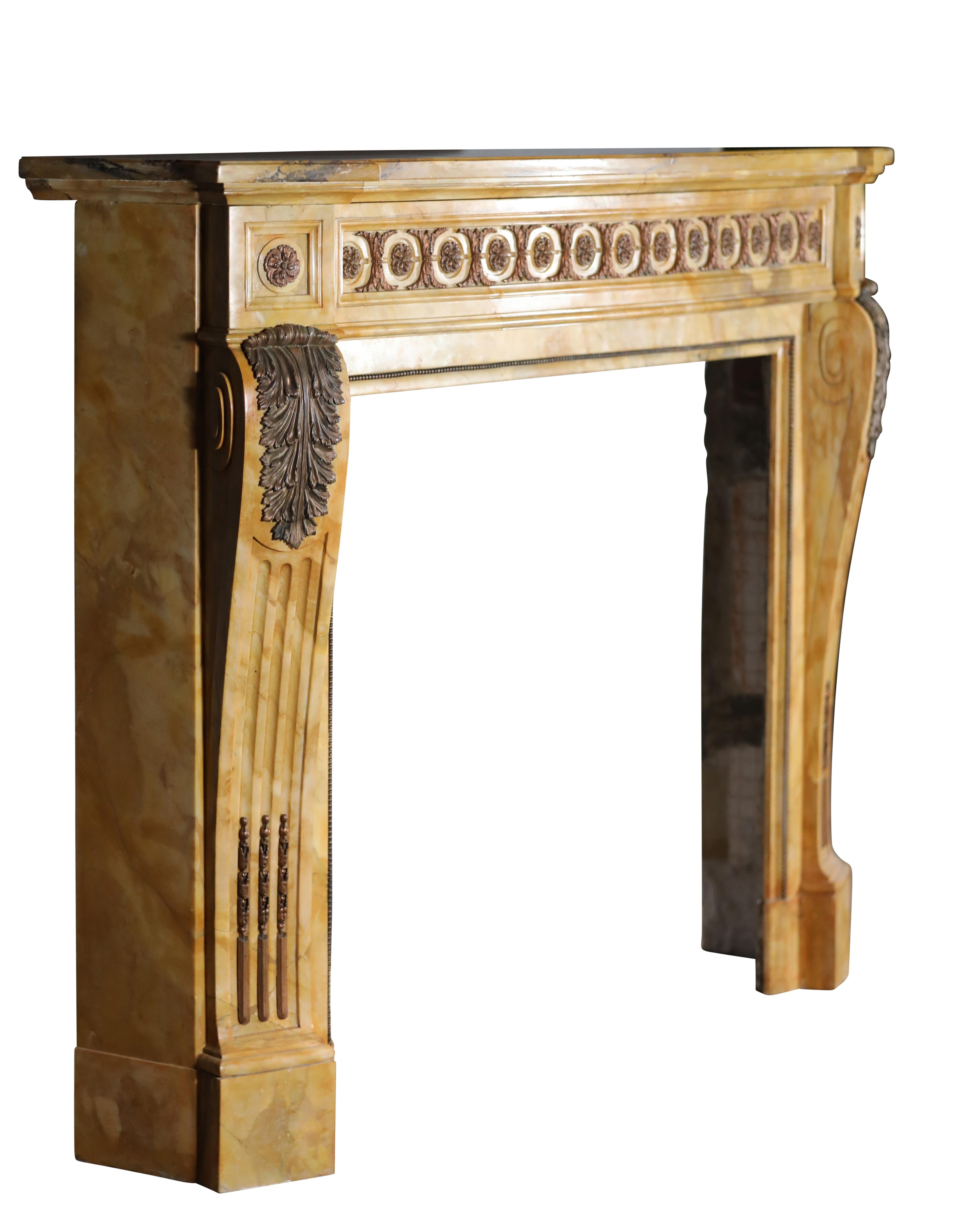 Camino in marmo in stile Luigi XVI del XIX secolo con ottone dal Grand Salon in vendita 12