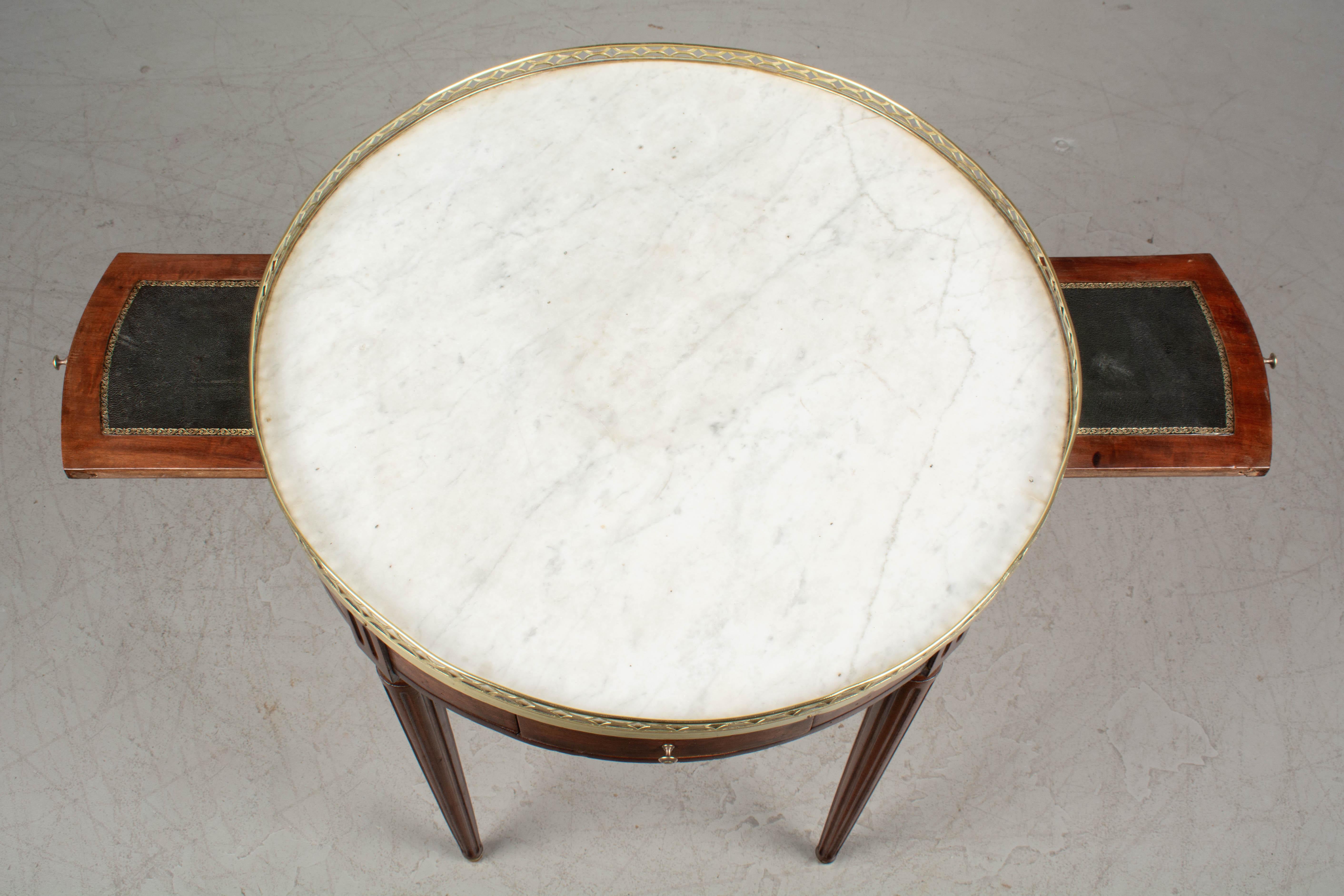 Brass 19th Century Louis XVI Style Marble-Top Bouillotte Table