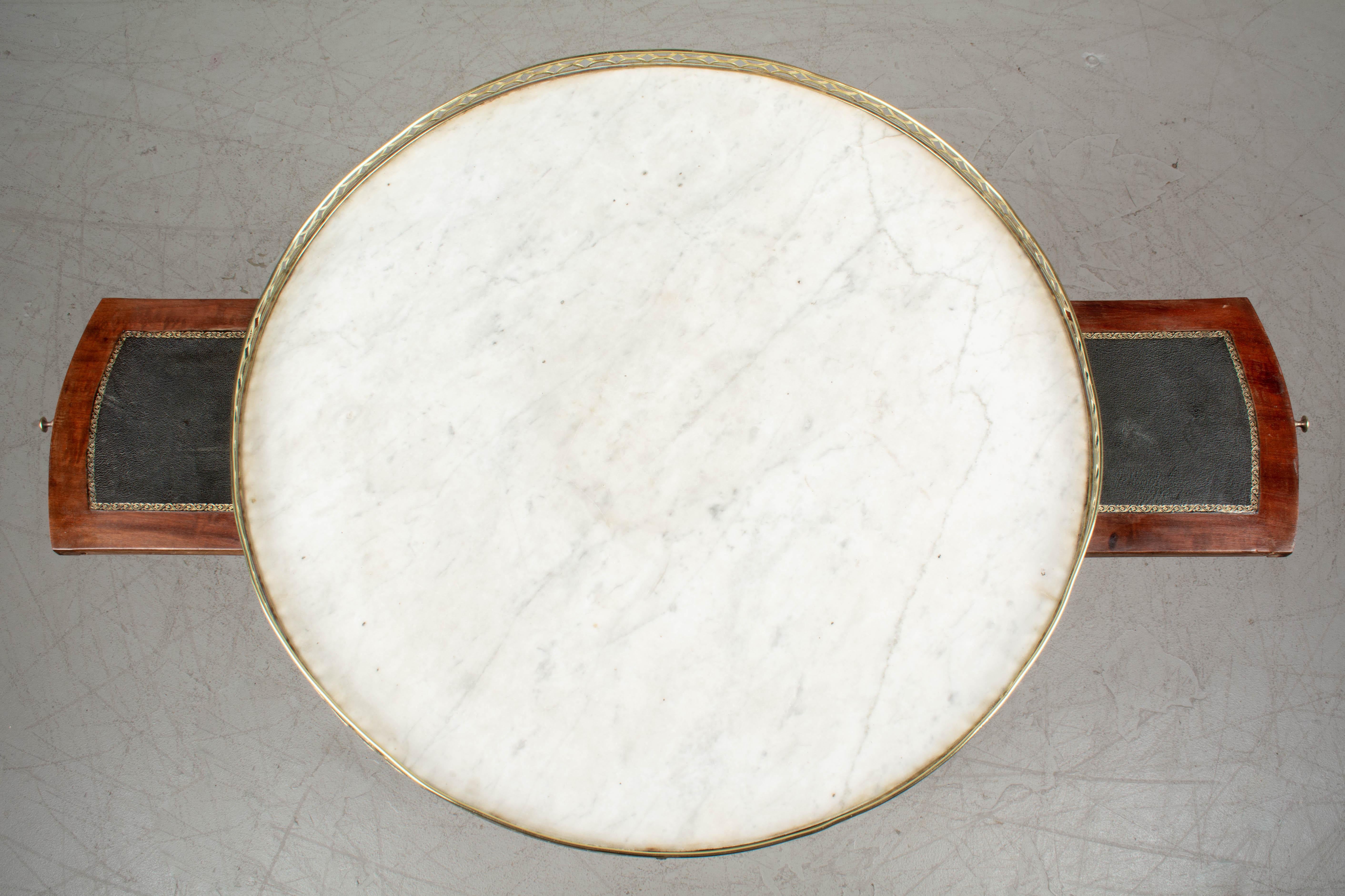 19th Century Louis XVI Style Marble-Top Bouillotte Table 1