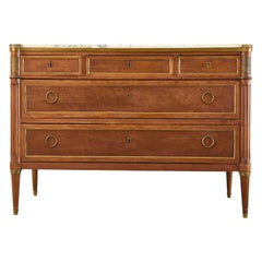 19th Century Louis XVI Style Marble Top Commode Chest