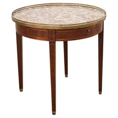 Louis XVI-Stil Marmorplatte Marquetry Bouillotte Tisch 19. Jahrhundert