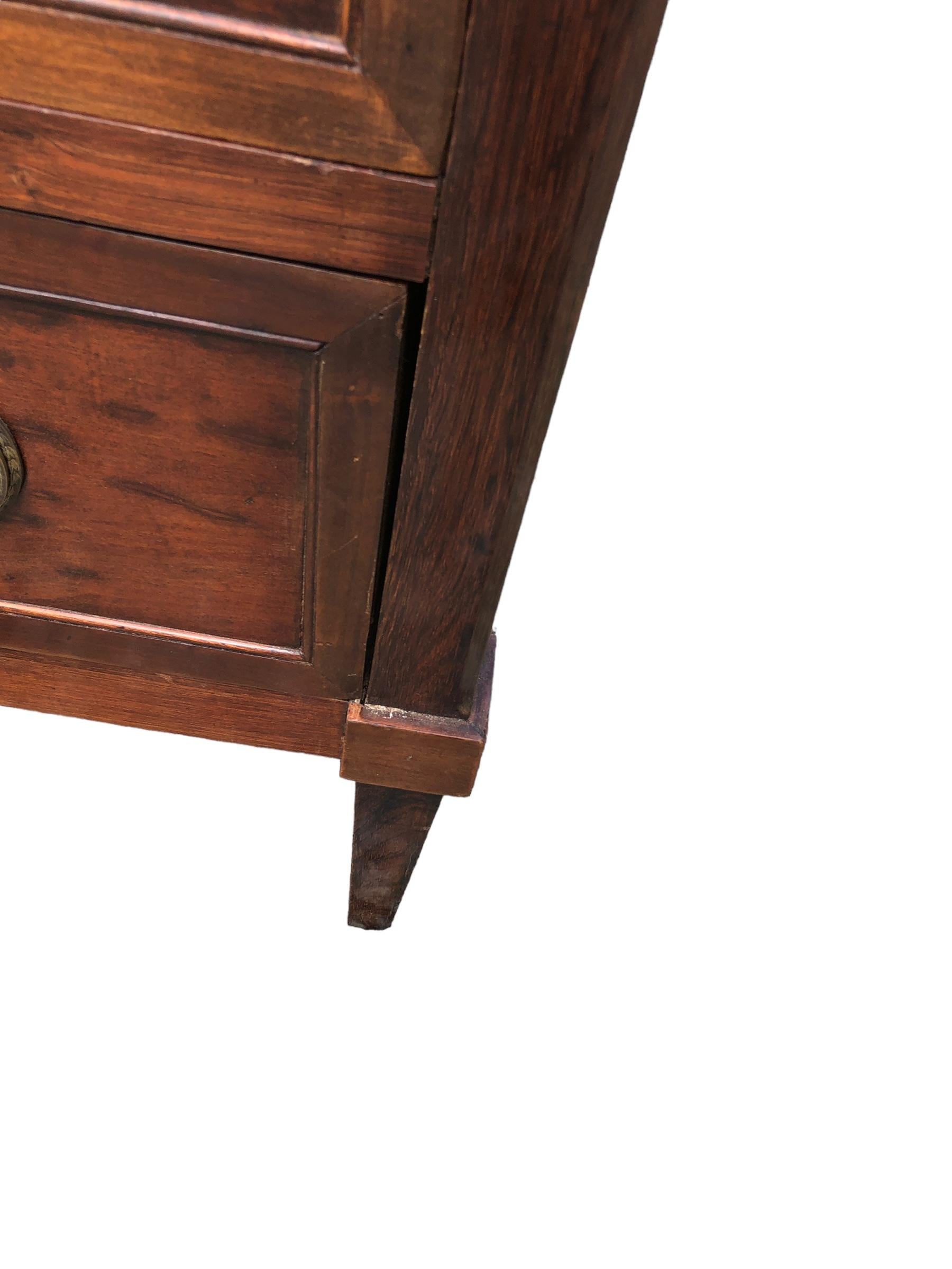 19th Century Louis XVI Style Marble Top Plum Pudding Mahogany Chest 1