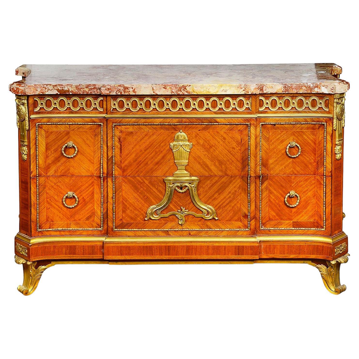 19th Century Louis XVI style marble topped commode. For Sale