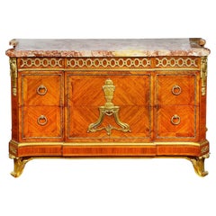 Antique 19th Century Louis XVI style marble topped commode.