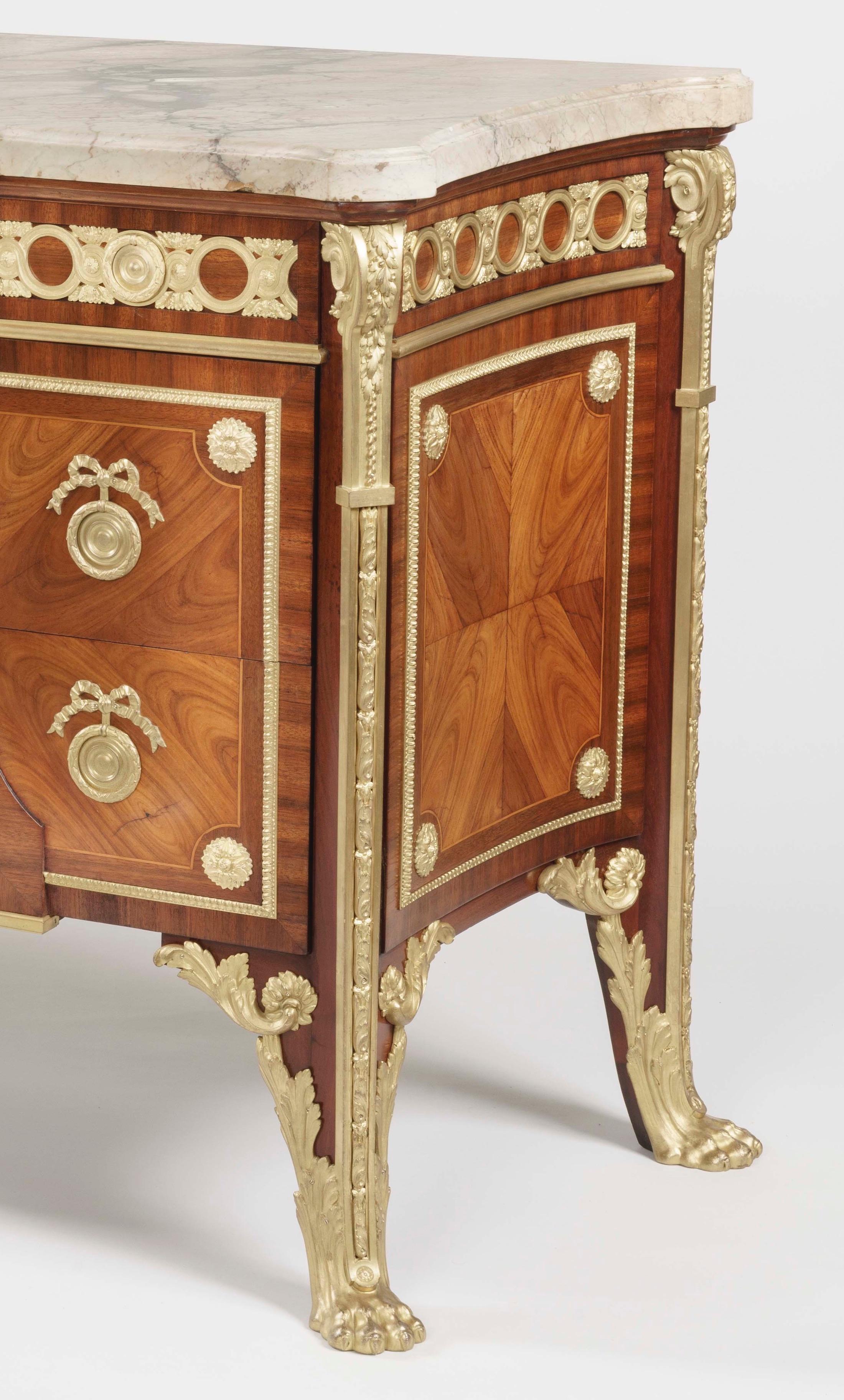 20th Century 19th Century Louis XVI Style Marquetry Commode in the Manner of Riesener For Sale