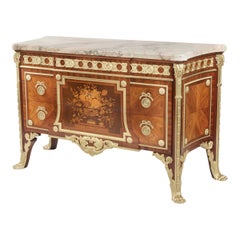 19th Century Louis XVI Style Marquetry Commode in the Manner of Riesener