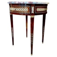 19th Century Louis XVI Style Marquetry Guéridon with Marble Top 