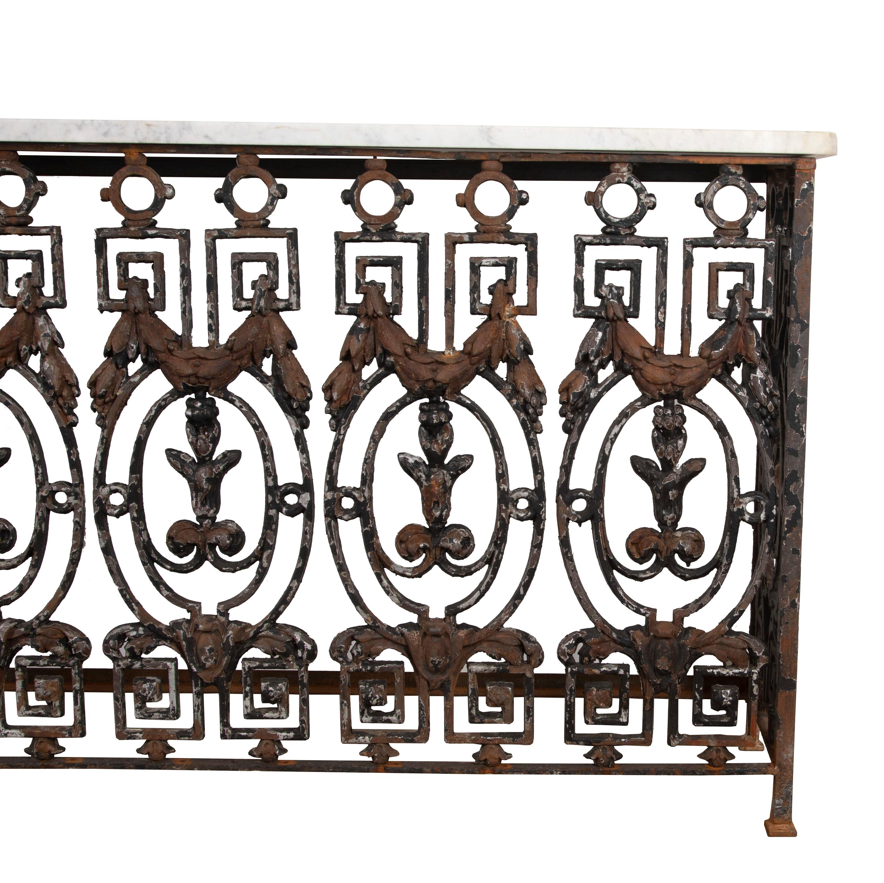 19th Century Louis XVI Style Metal Console Table 1