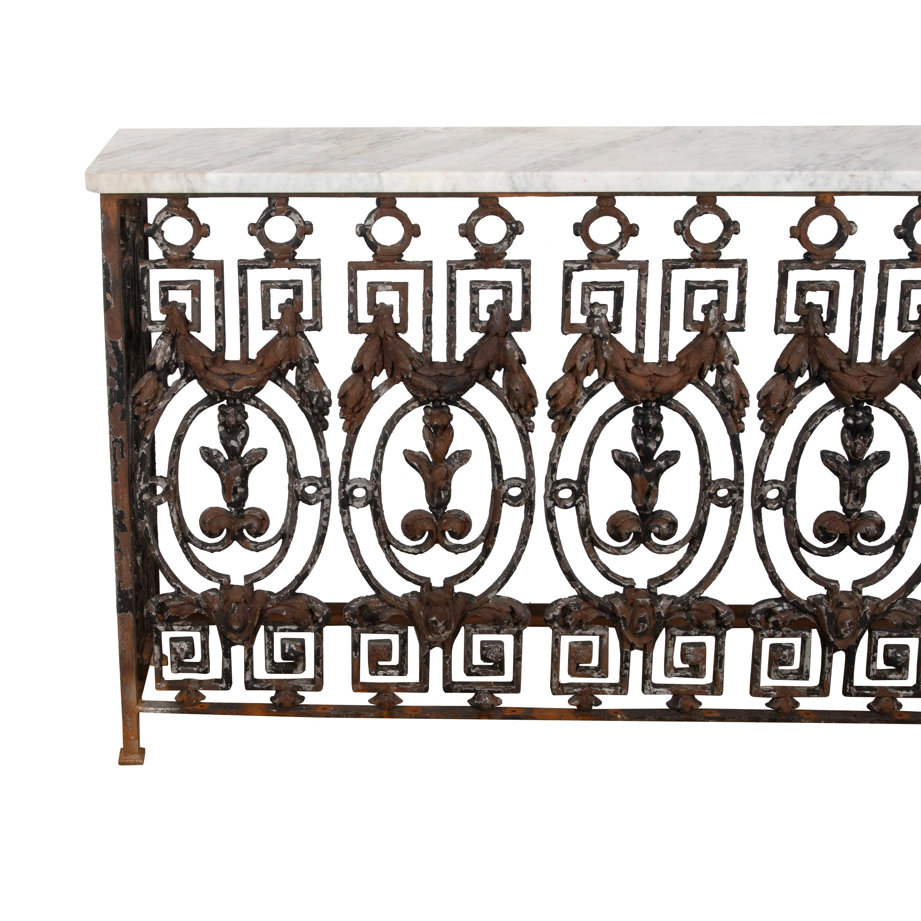 19th Century Louis XVI Style Metal Console Table 2