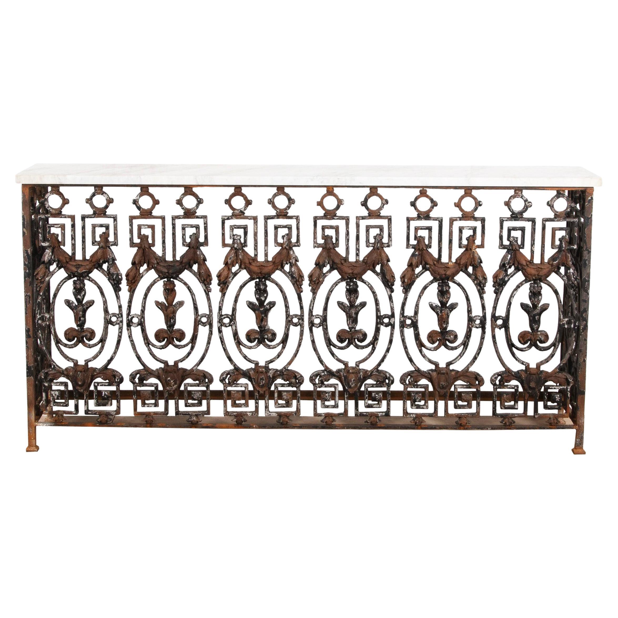 19th Century Louis XVI Style Metal Console Table