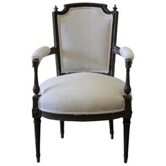 Antique 19th Century Louis XVI Style Original Painted Open Armchair