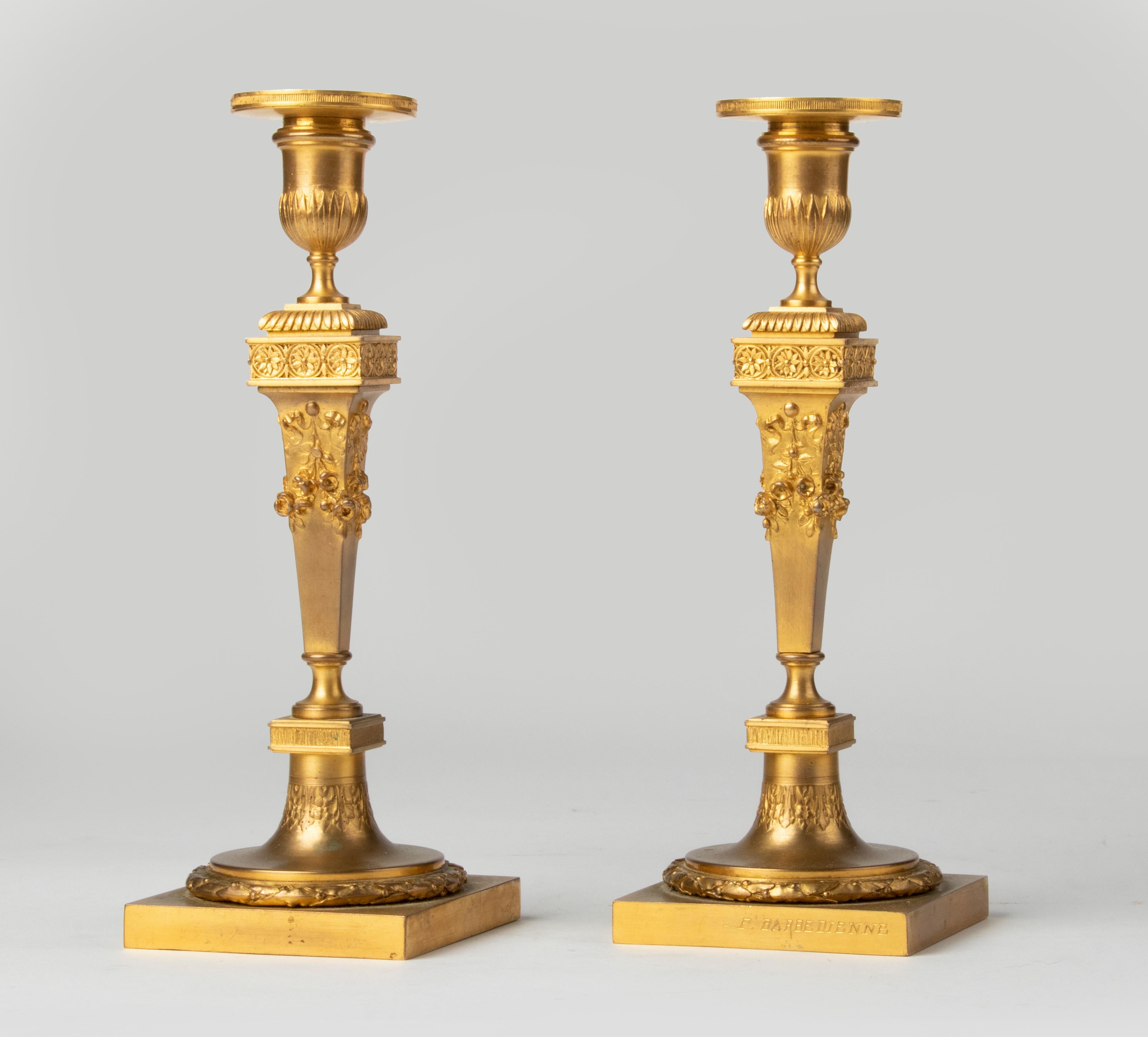 19th Century Louis XVI Style Ormolu Bronze Candlesticks by Barbedienne 4