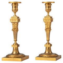 19th Century Louis XVI Style Ormolu Bronze Candlesticks by Barbedienne