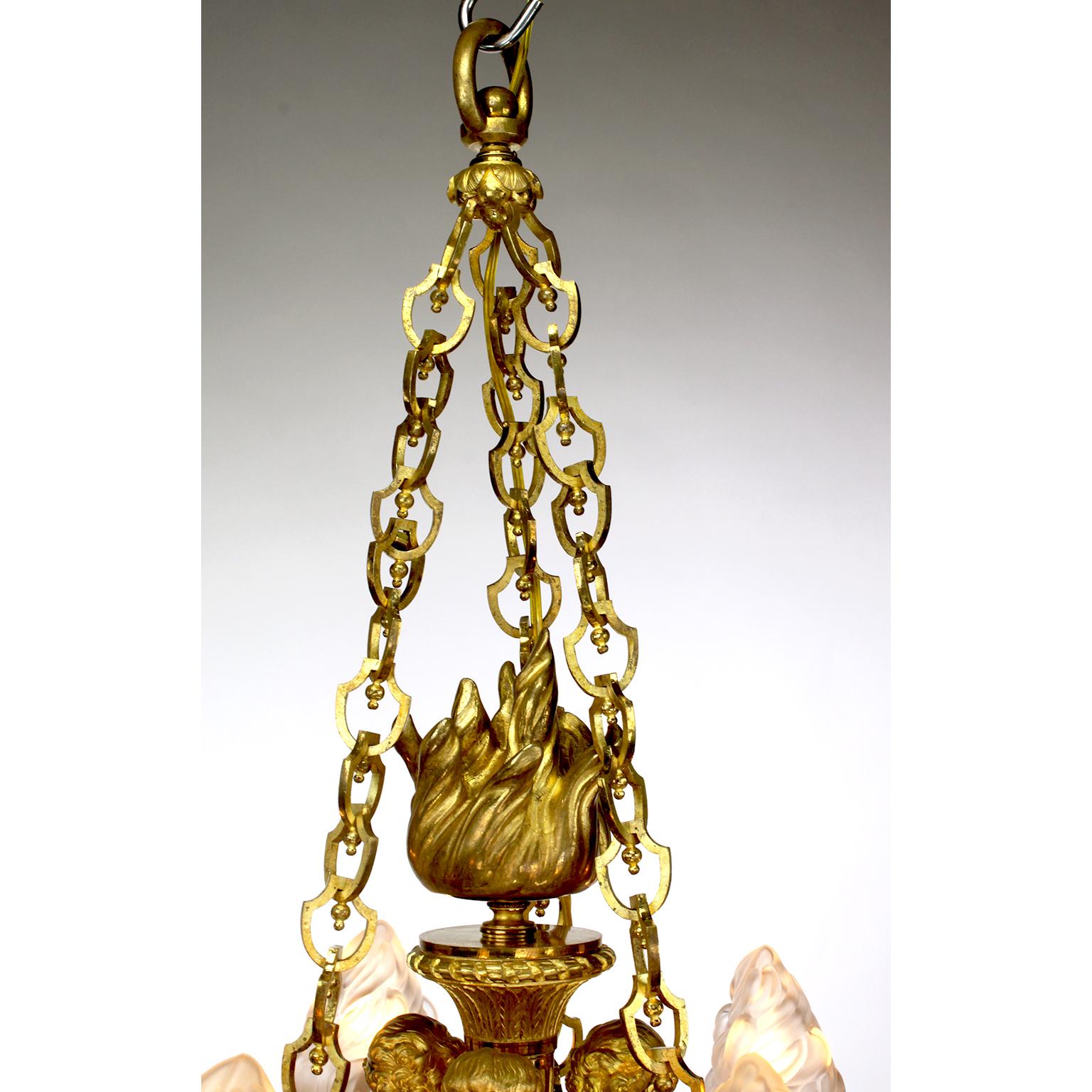 Lustre à chérubin en bronze doré de style Louis XVI du 19ème siècle d'après Pierre Gouthiere en vente 7